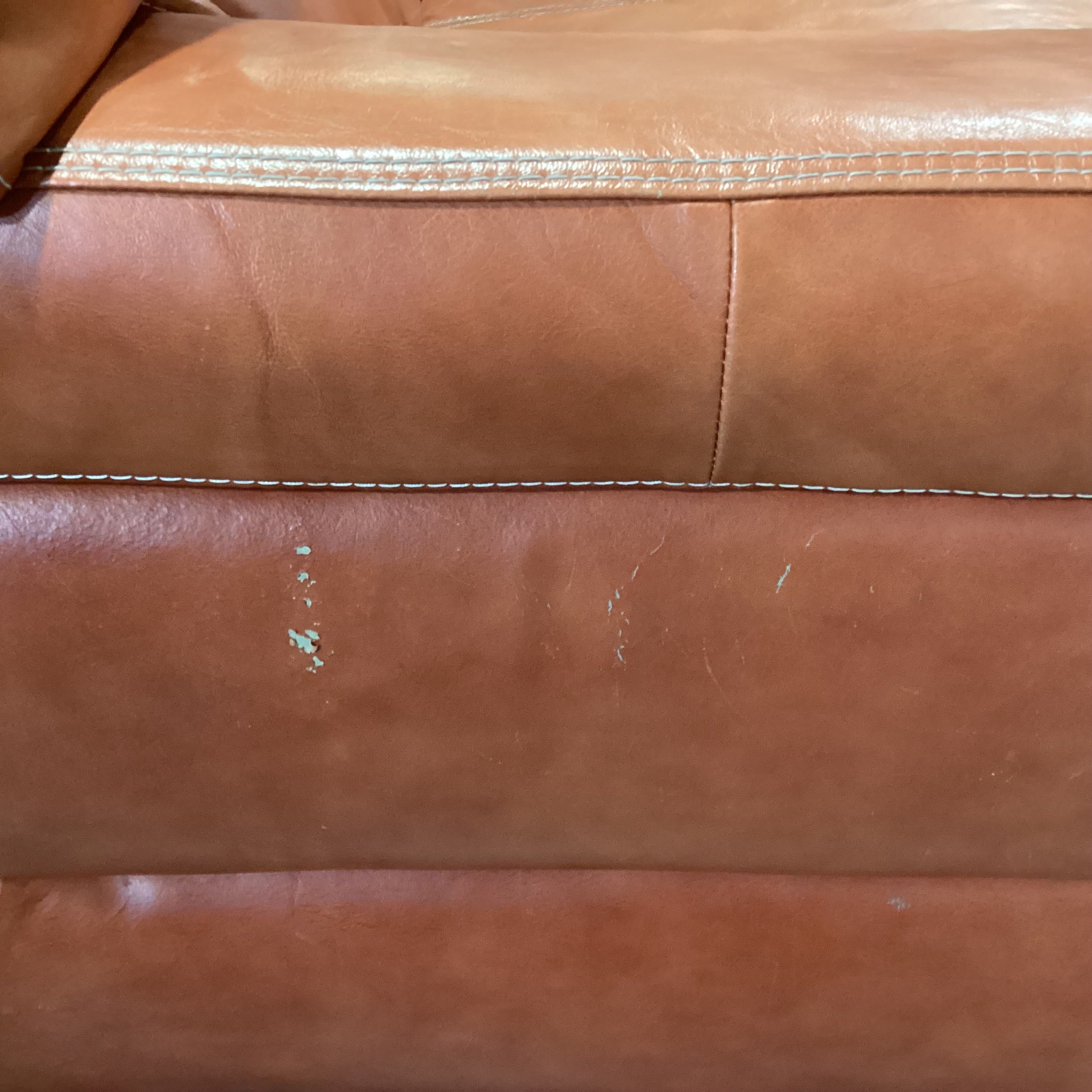 Burnt Orange Leather Loveseat Sofa 68"x 39"x 36"