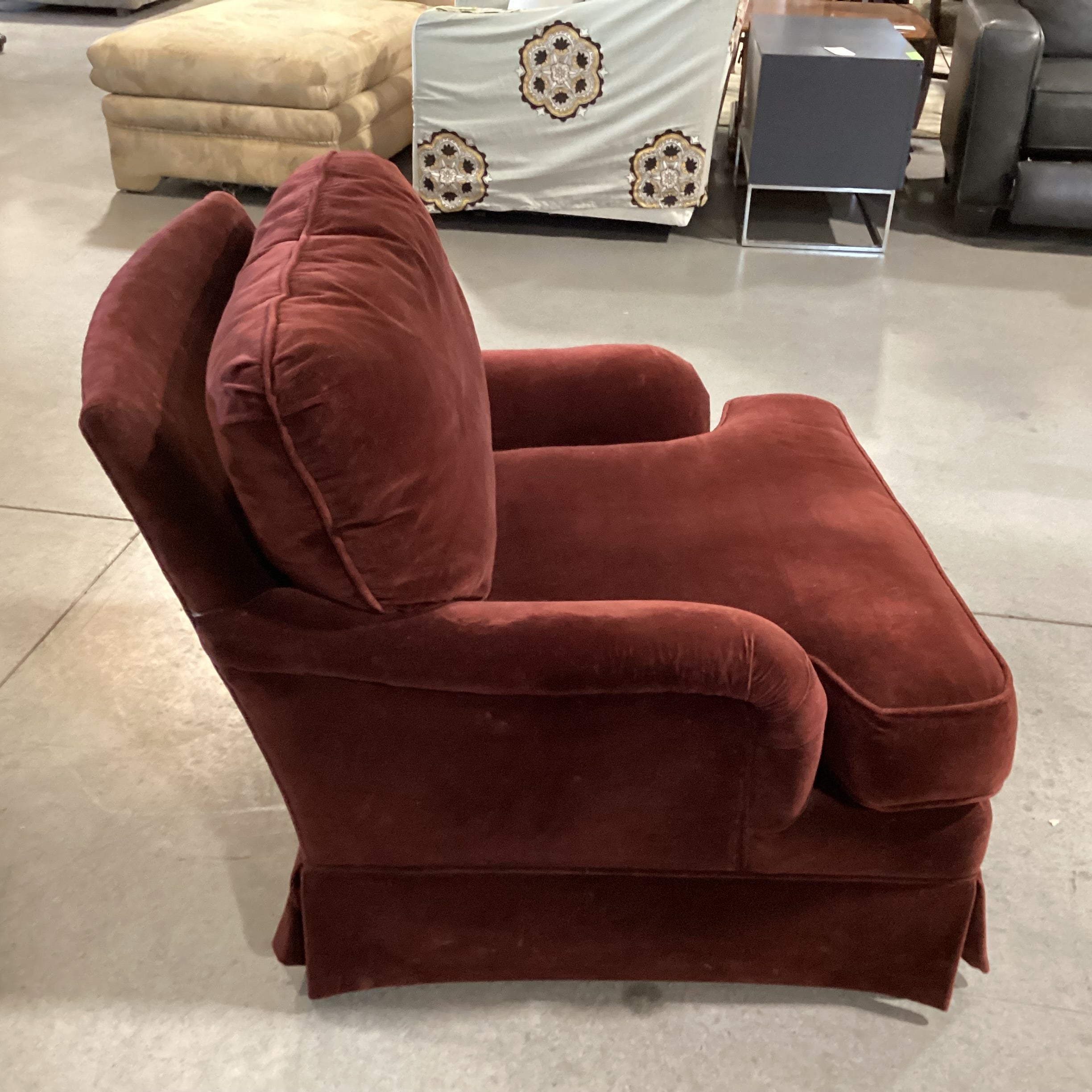 Lee Industries Claret Velvet Down Mix Chair 33"x 38"x 29"