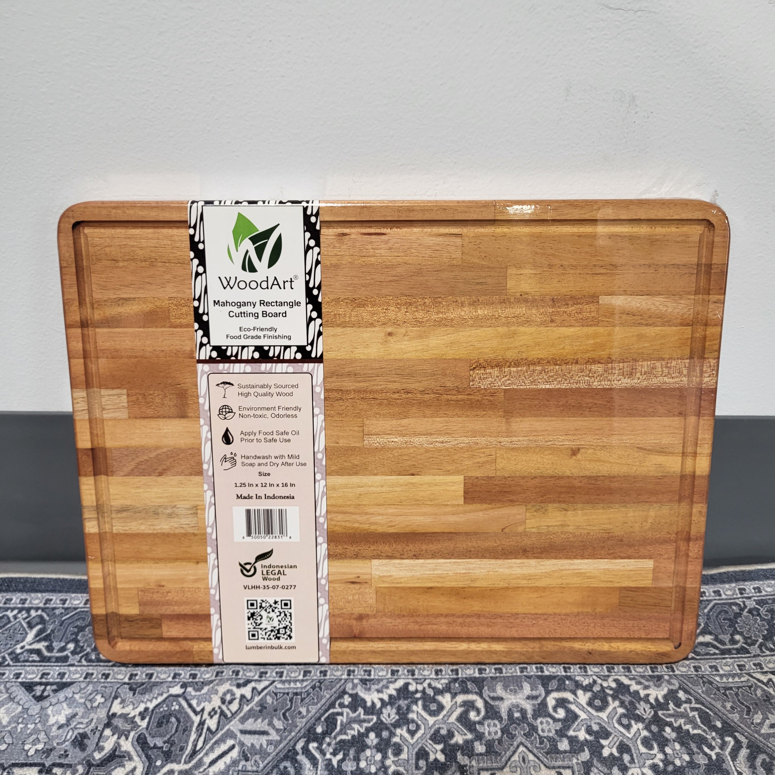 WoodArt Mahogany Rectangle Cutting Board 16"x 12"x 1.25"