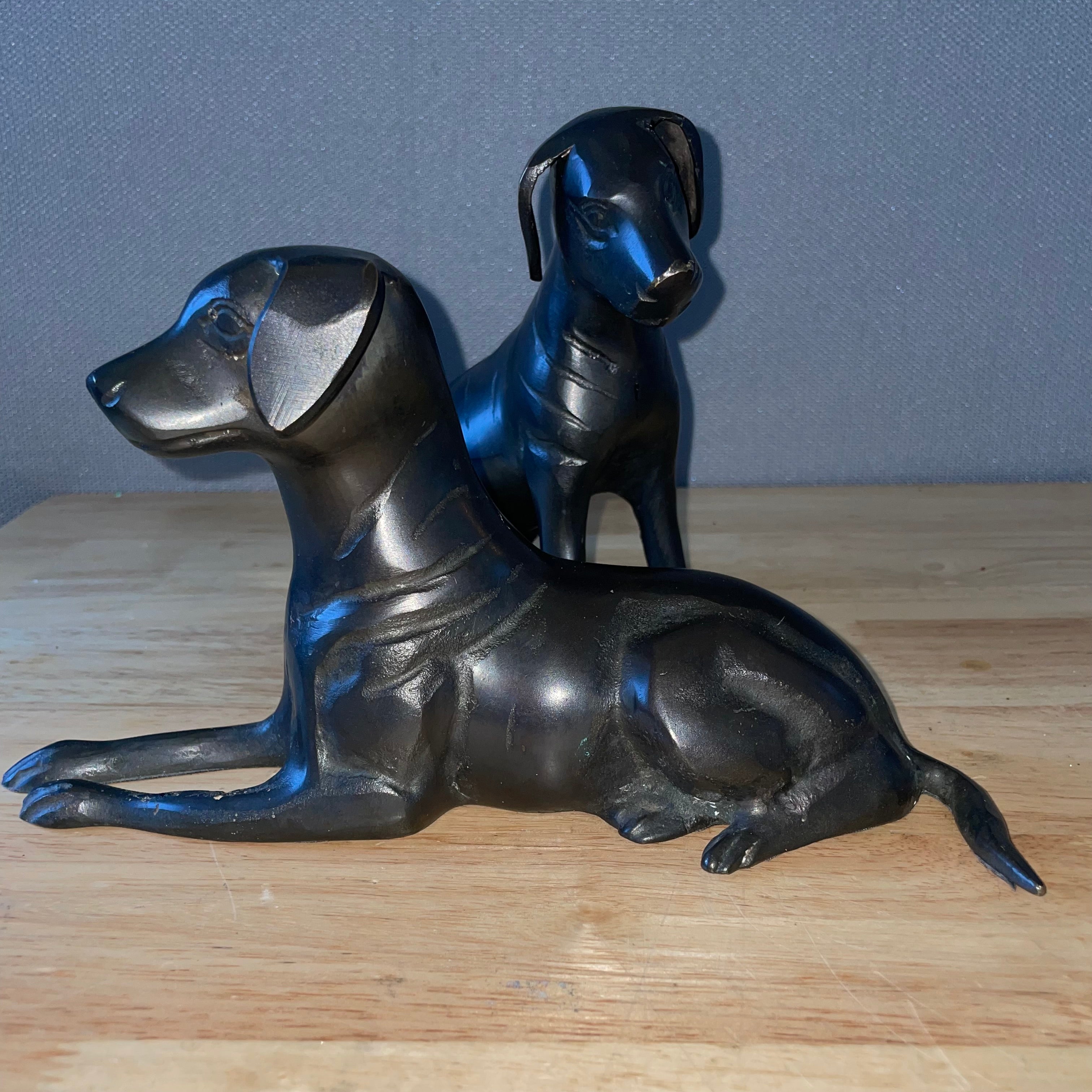 Vintage Cast Iron Greyhound Figurines, Pair