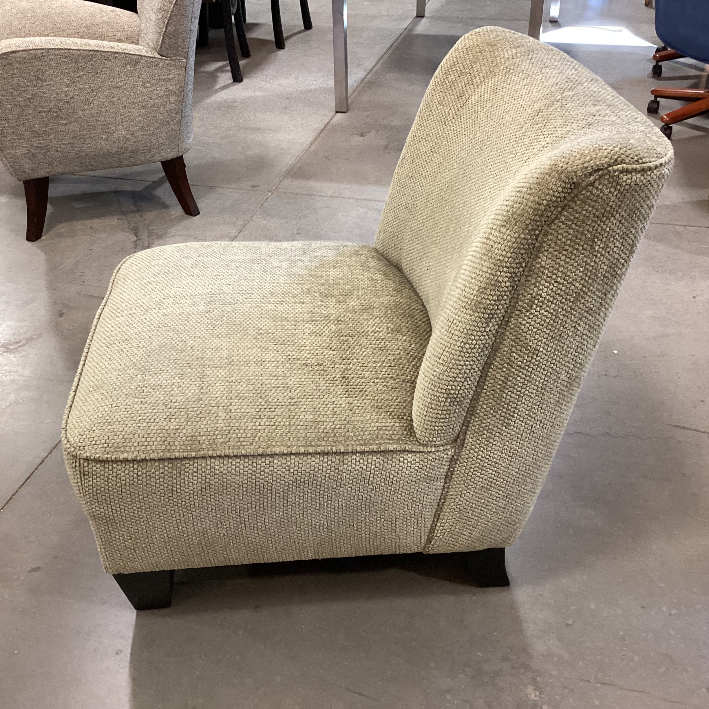 Light Sage Chenille Woven Slipper Style Chair 28"x 36"x 33"