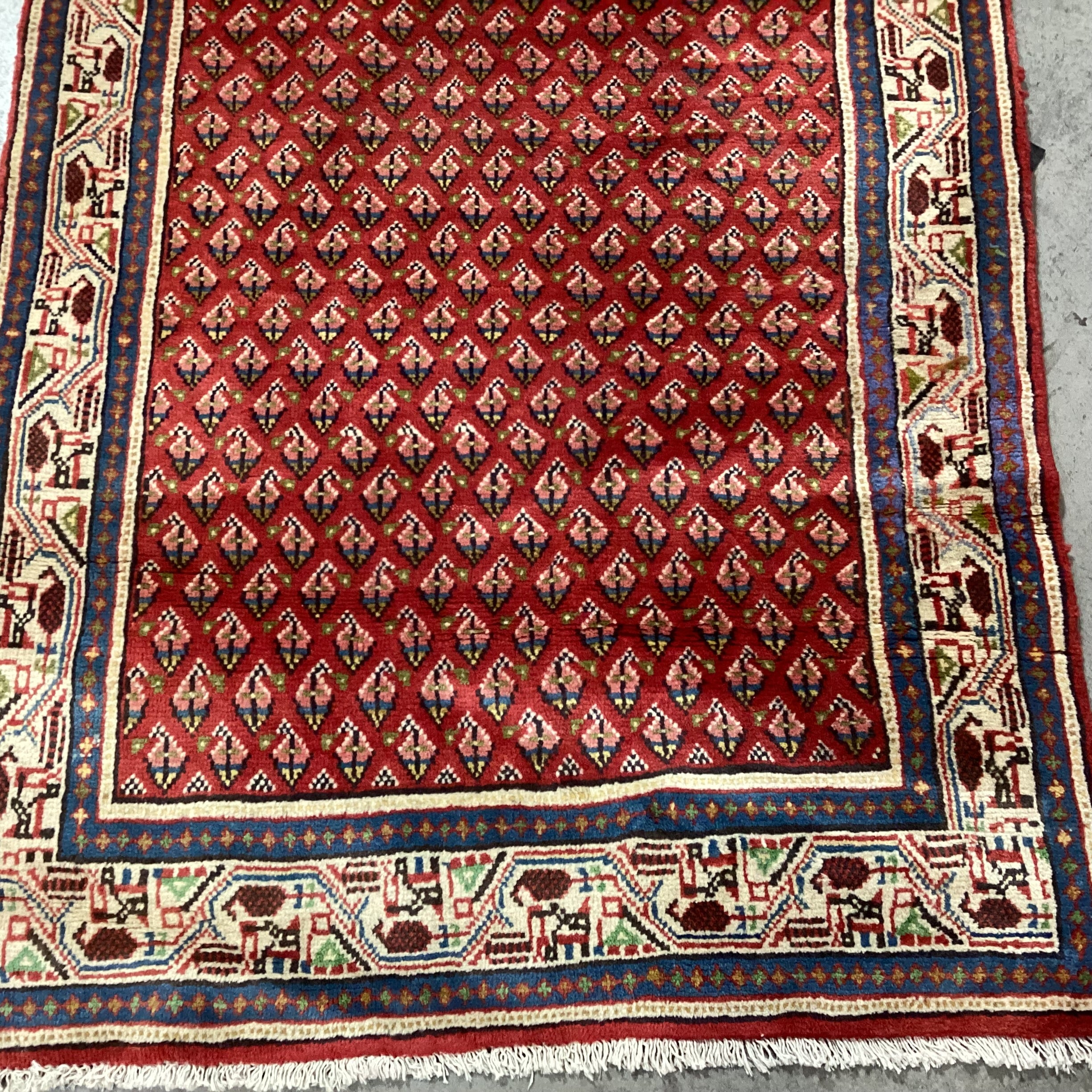 Markazi Botemir Authentic Persian Red Woven Wool Runner Rug 2'10"x 16'7"