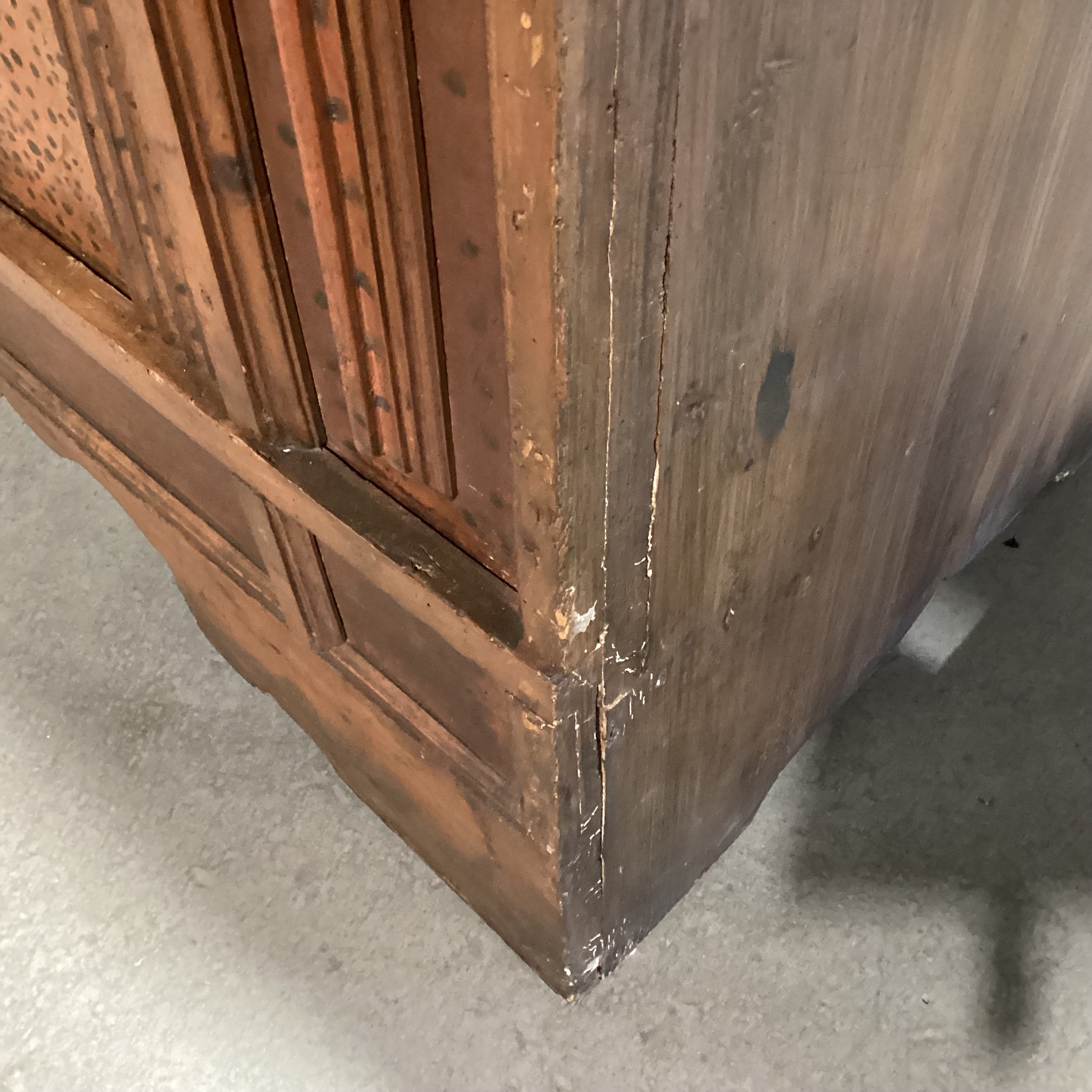 Antique 18th Century European Carved Wood Floral Panels Dental Detail Chest Trunk 70"x 27"x 36.5"