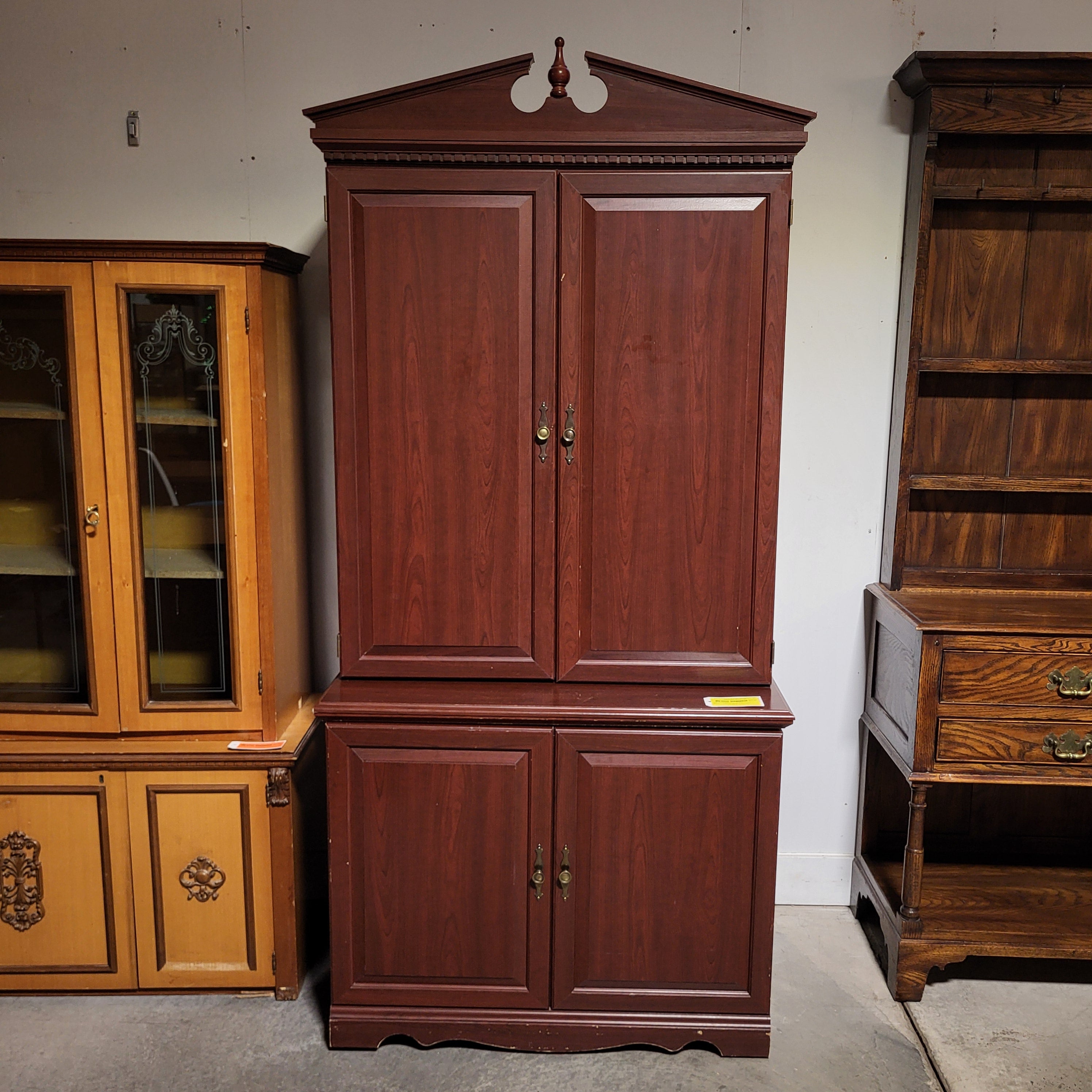 Reddish Brown Wood Finish 2 Door Armoire Style Pullout Desk 41"x 27"x 82"