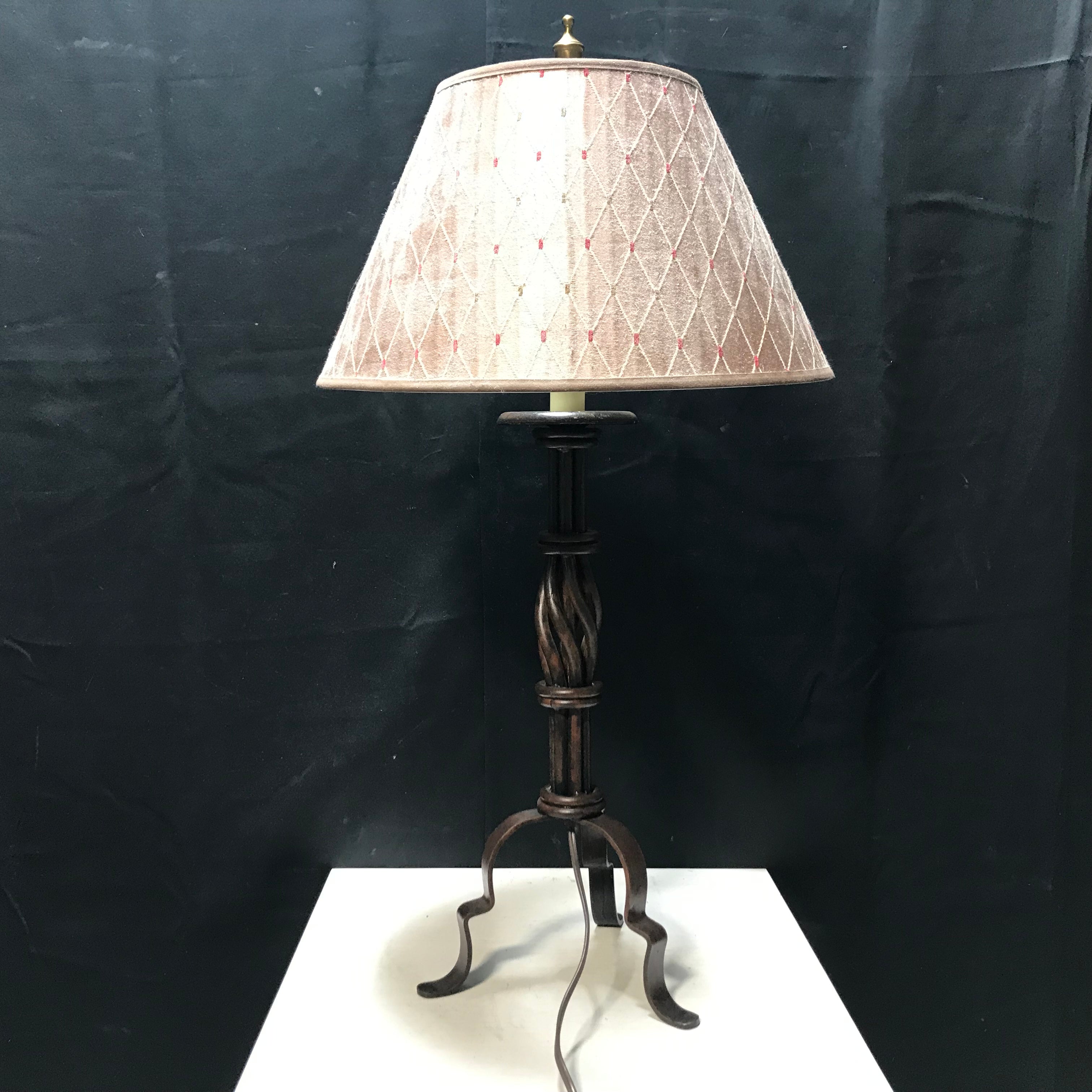 Bronze Colored Wrought Iron Table Lamp 9" Base 33" Height