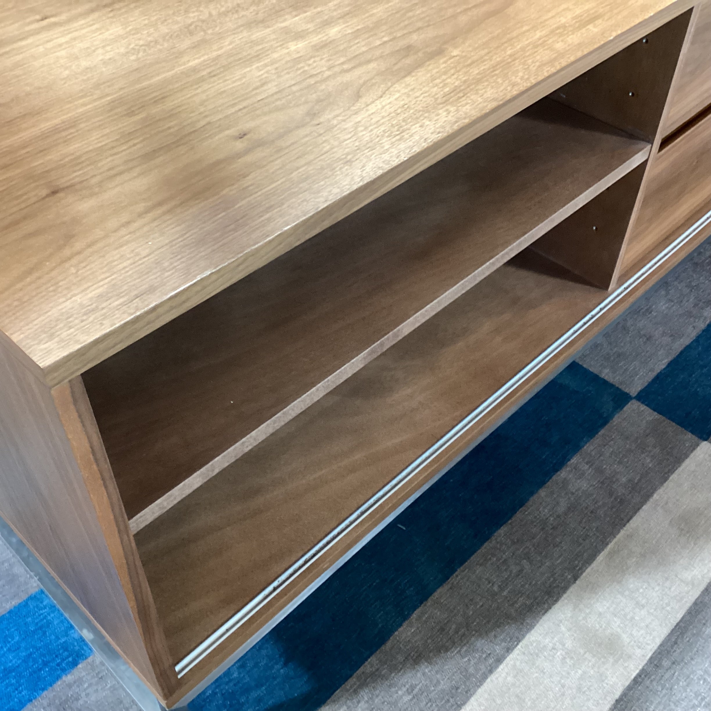 Walnut & Wood Style Laminate with Chrome Base Console 60"x 18"x 24"