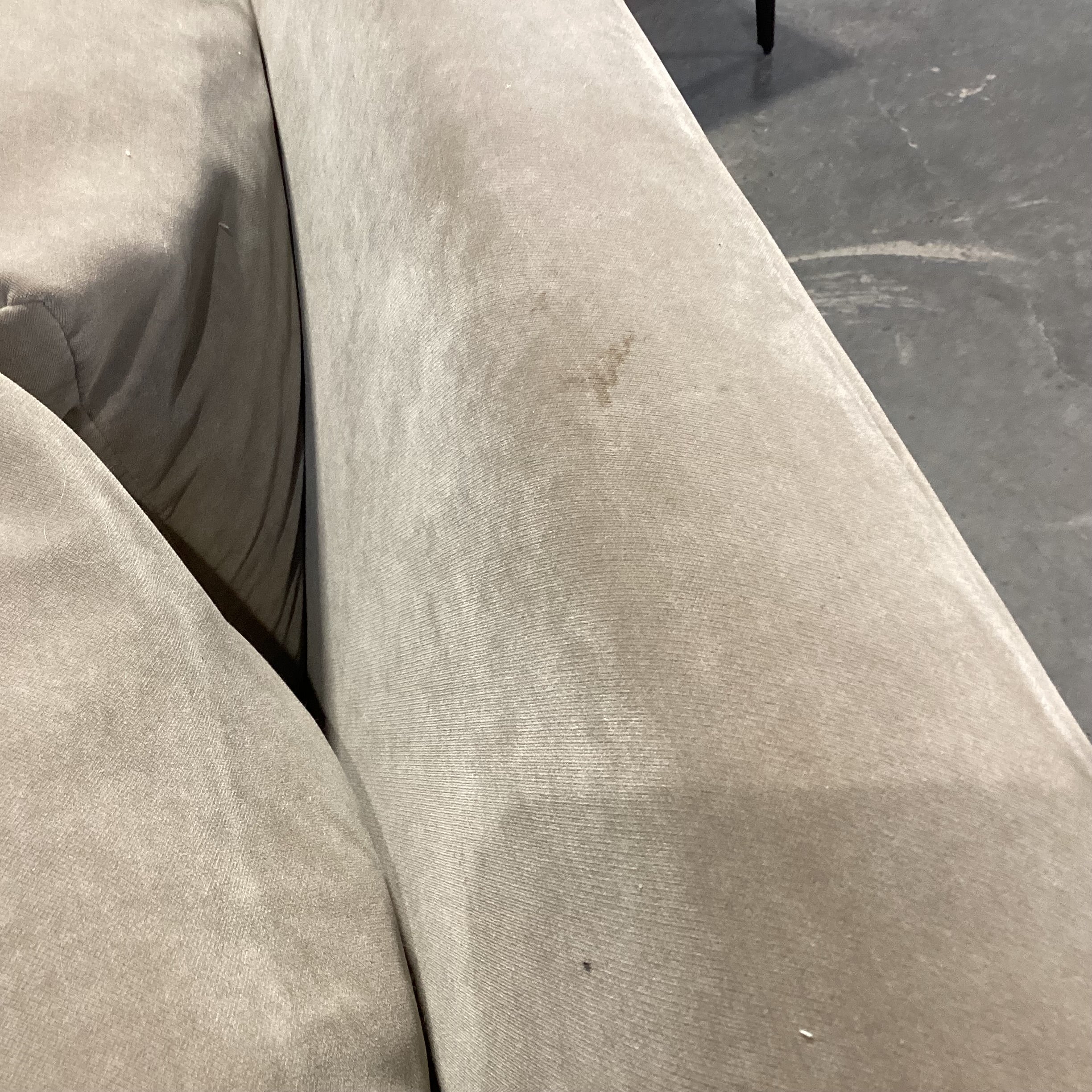 Custom Taupe Velvet Down Sofa 84"x 41"x 34"