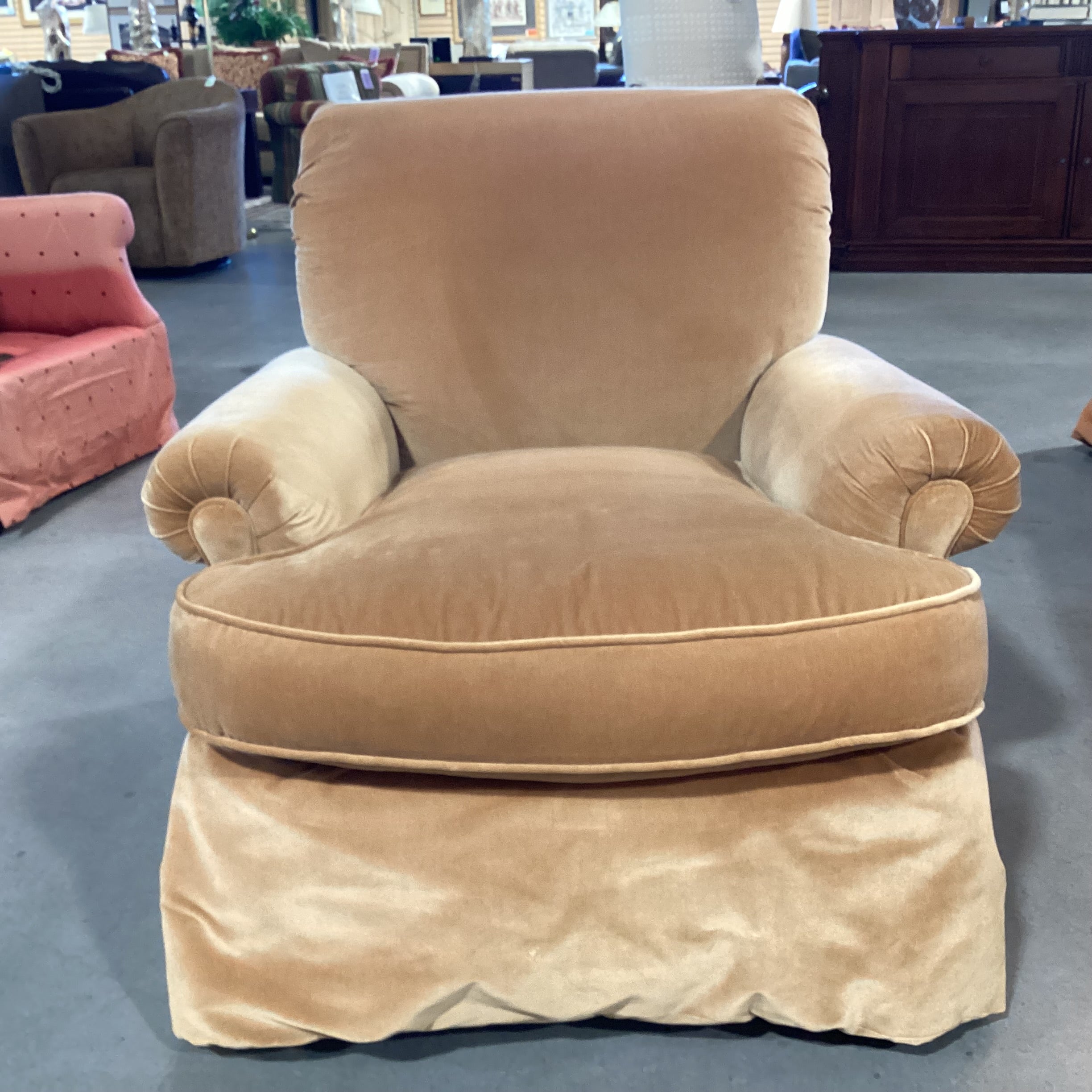 JJ Custom Butterscotch Velvet Down Mix Chair 36"x 42"x 34"