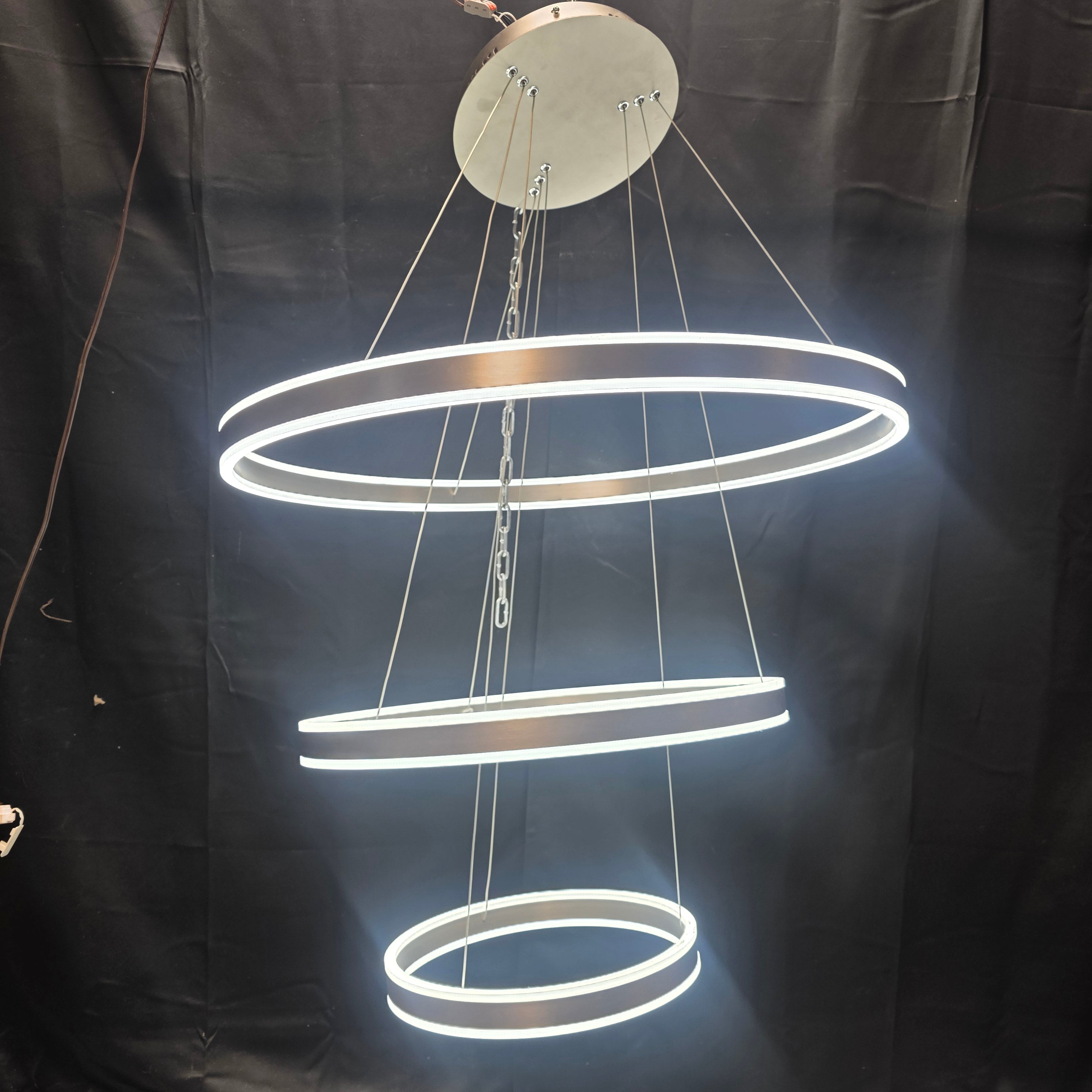First LED Lighting Three Ring Chandelier with Remote Control 31"D x 48"