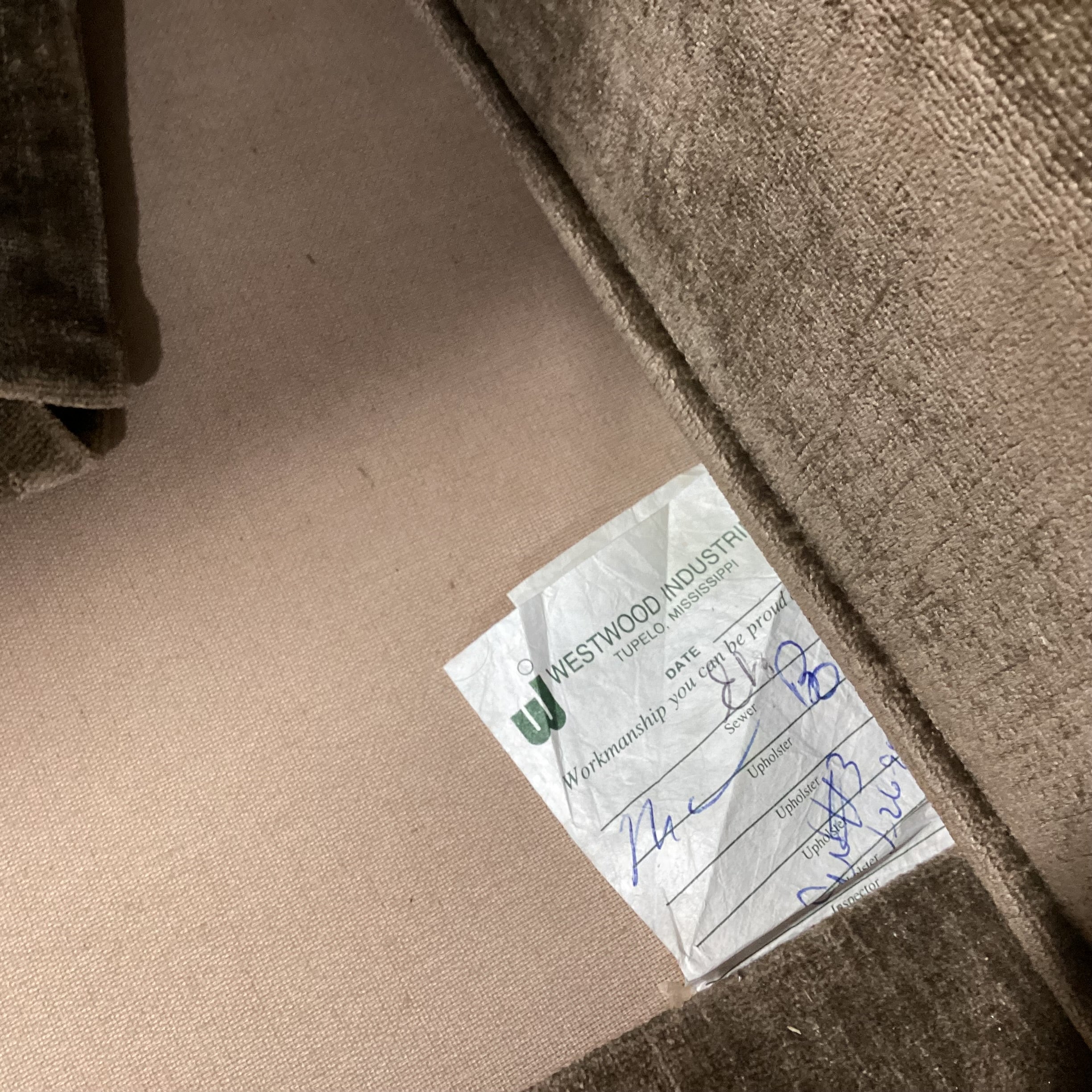 Westwood Industries Sage Velvet Curve Back & Roll Arm Sofa 84"x 36"x 37"