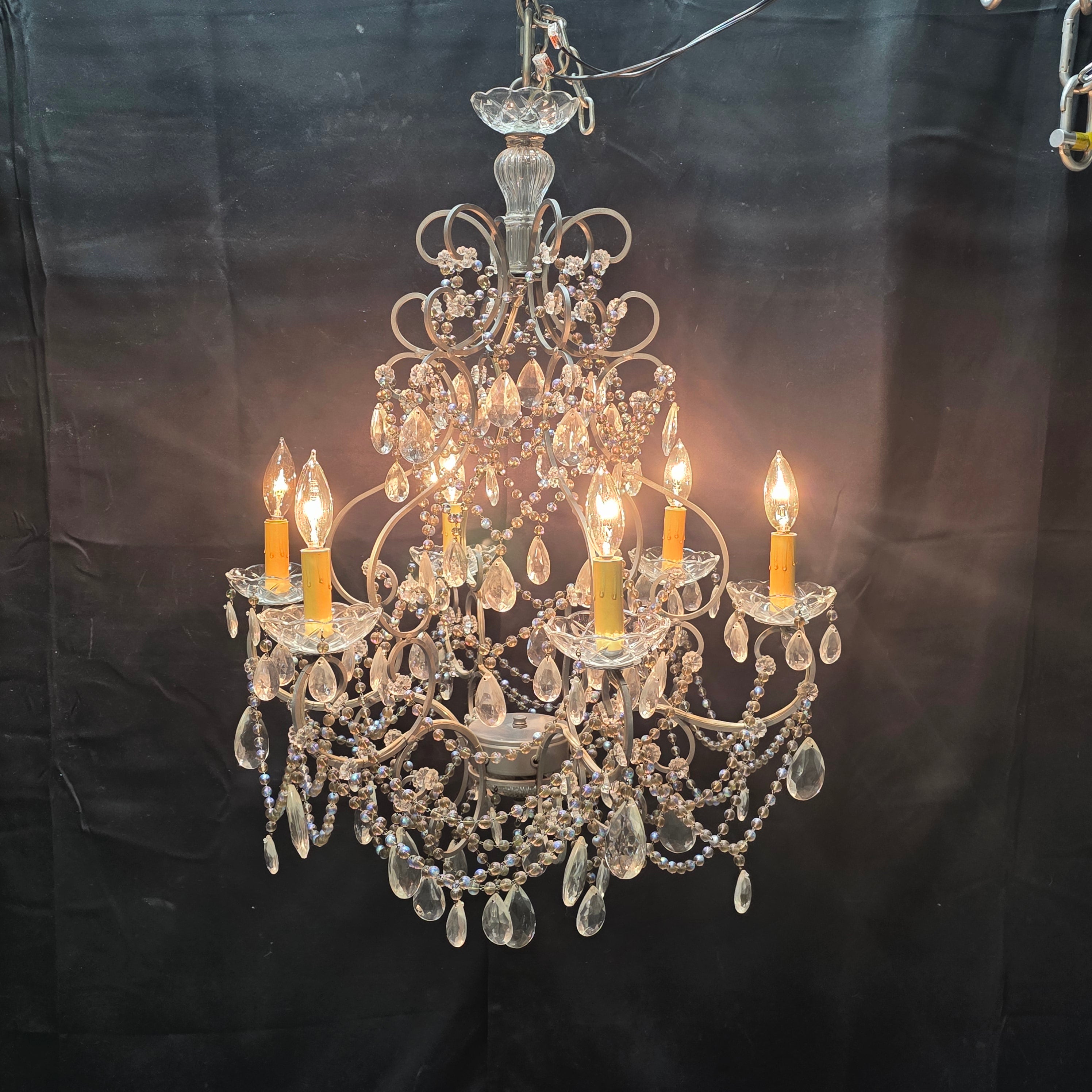 1950's Italian Glass Drop Chandelier 23.5"Dx33"