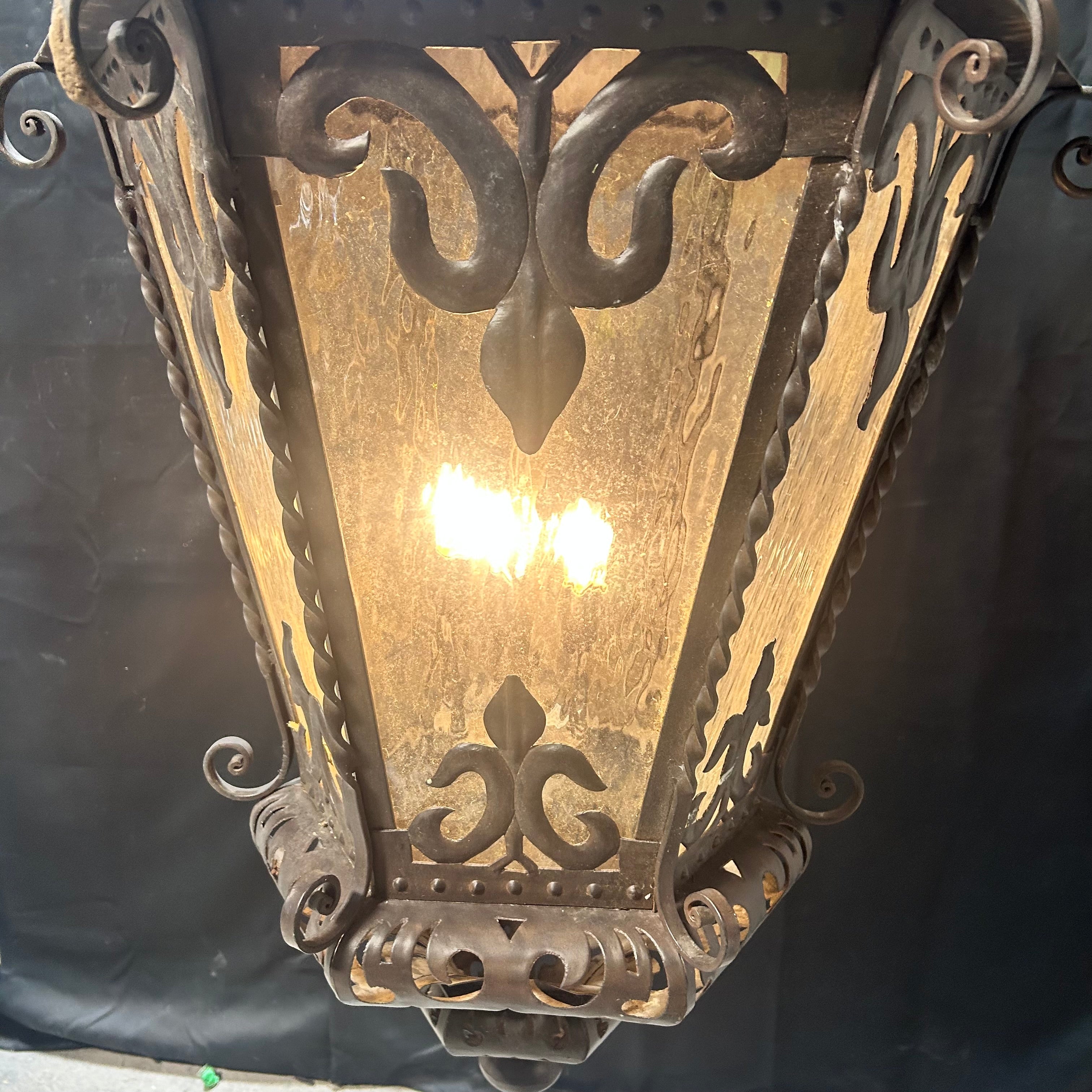 Spainsh Rivival Iron Large Wrought Iron Lantern 30"x 41"