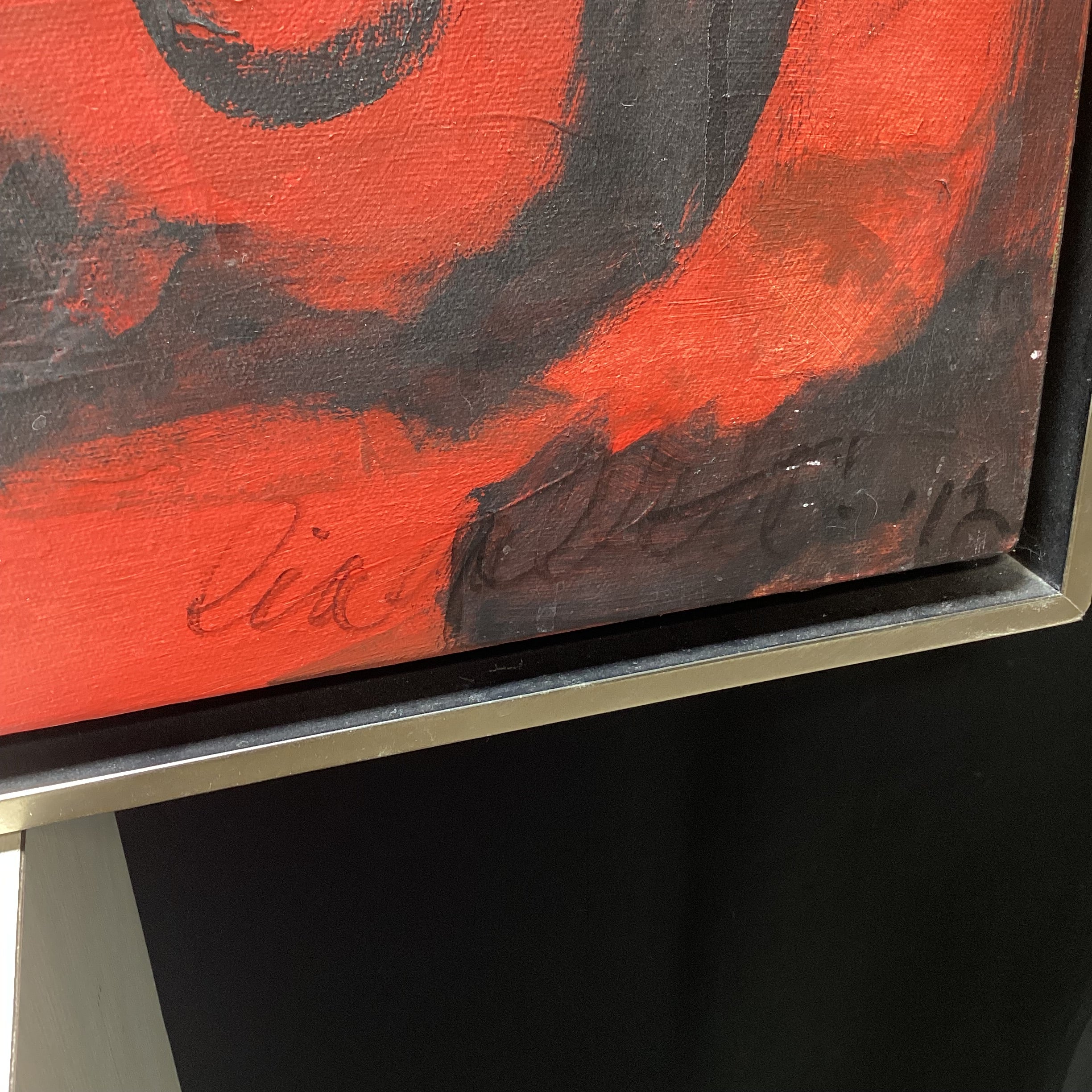 Lia Galletti Signed Original Abstract Painting In Silver Frame 41.5" x 31"