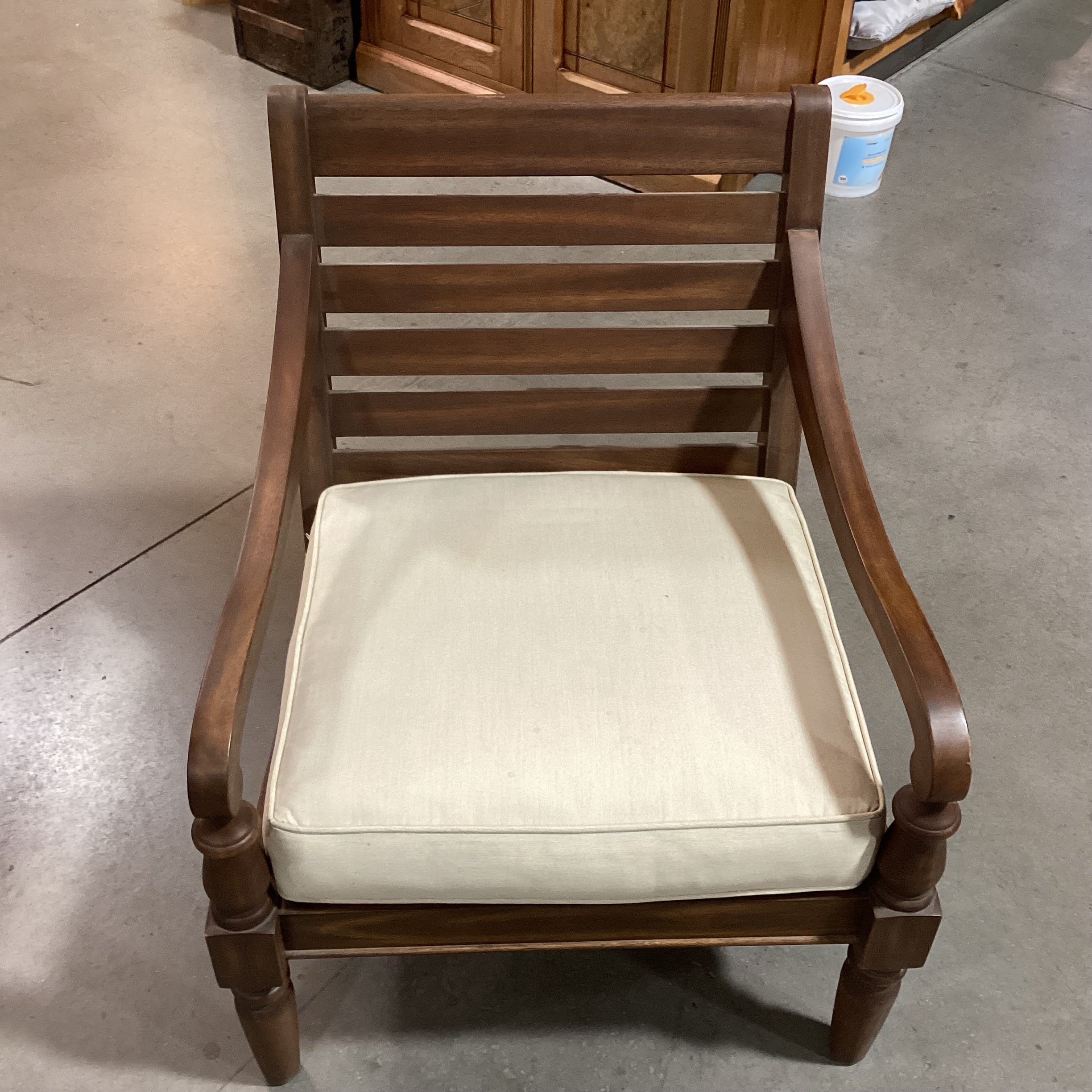 Outdoor Wood with Beige Cushions Patio Chair 28"x 30"x 34"
