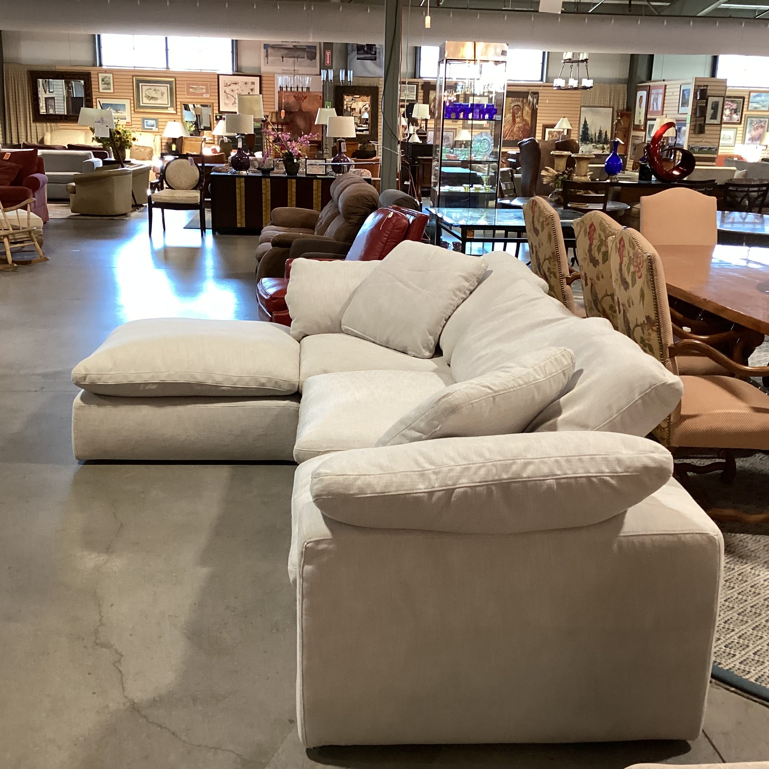 Restoration Hardware The Original Cloud Linen Down Mix 4 Piece Sectional 121"x 81"x 40"x 36"