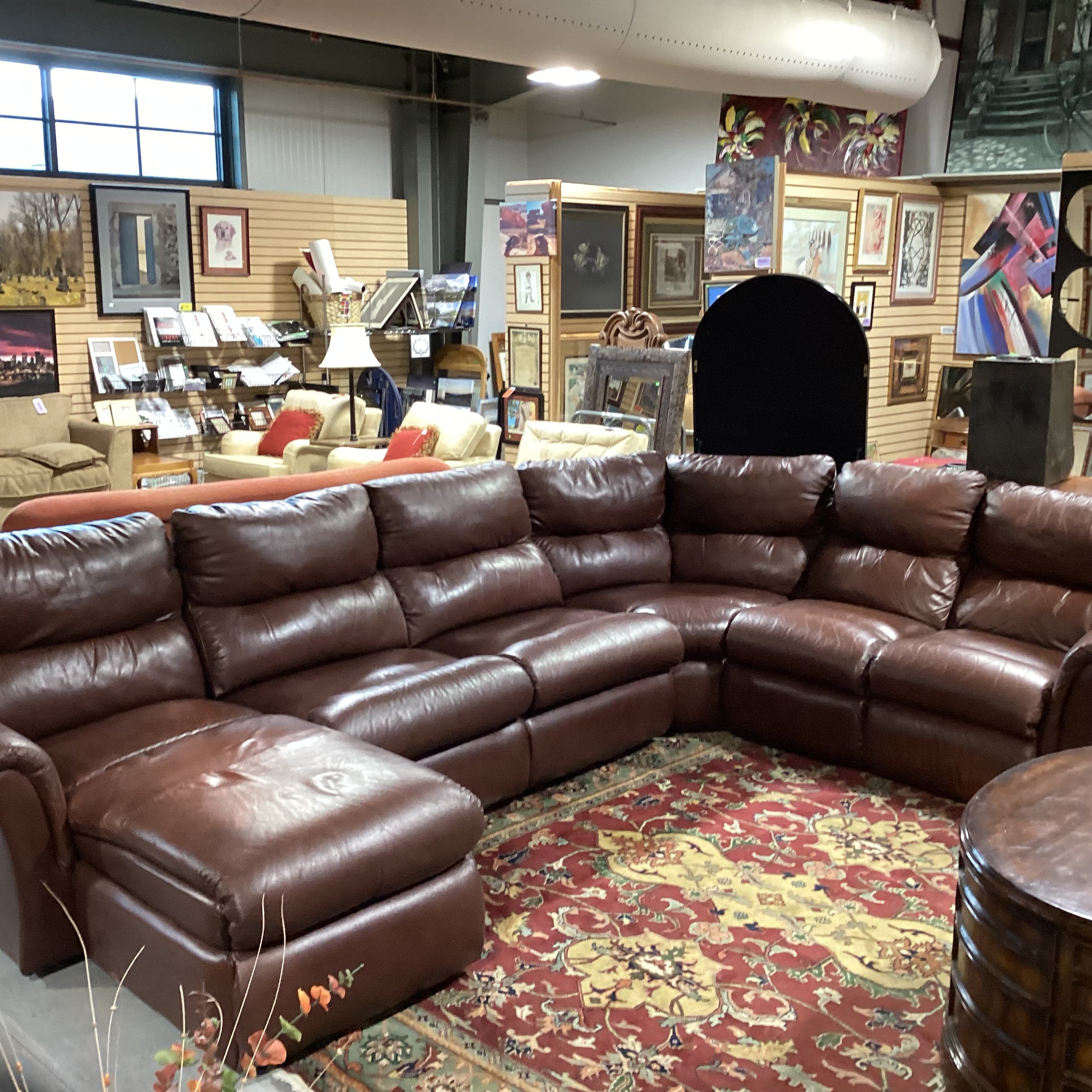 La-z Boy Brown Leather with End Recliners & Chaise 4pc Sectional 140"x 96"x 40"x 30"