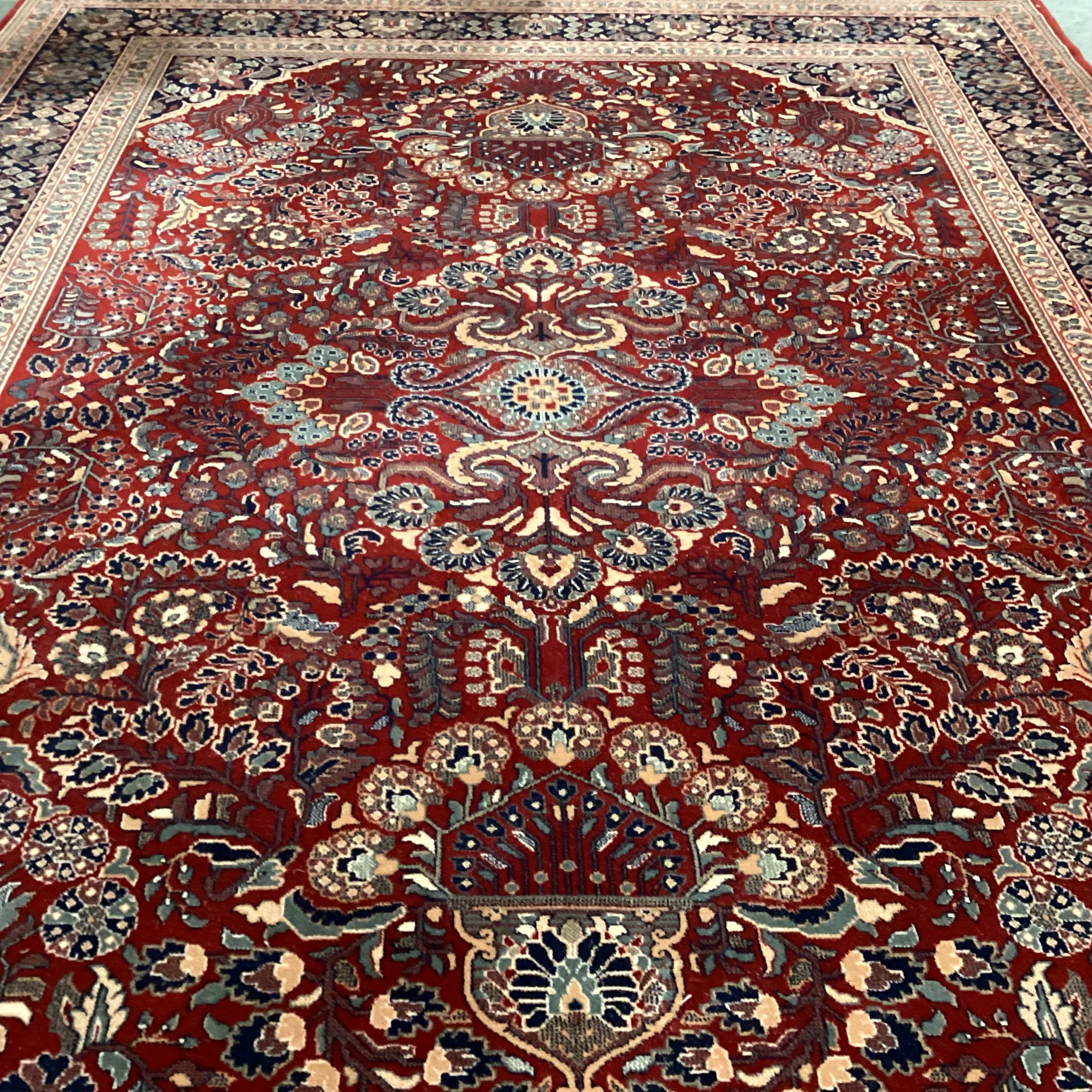 Foreign Accents Rug Gallery Red Navy Ornate Floral with Border & Fringe Rug 8'2"x 11'5"