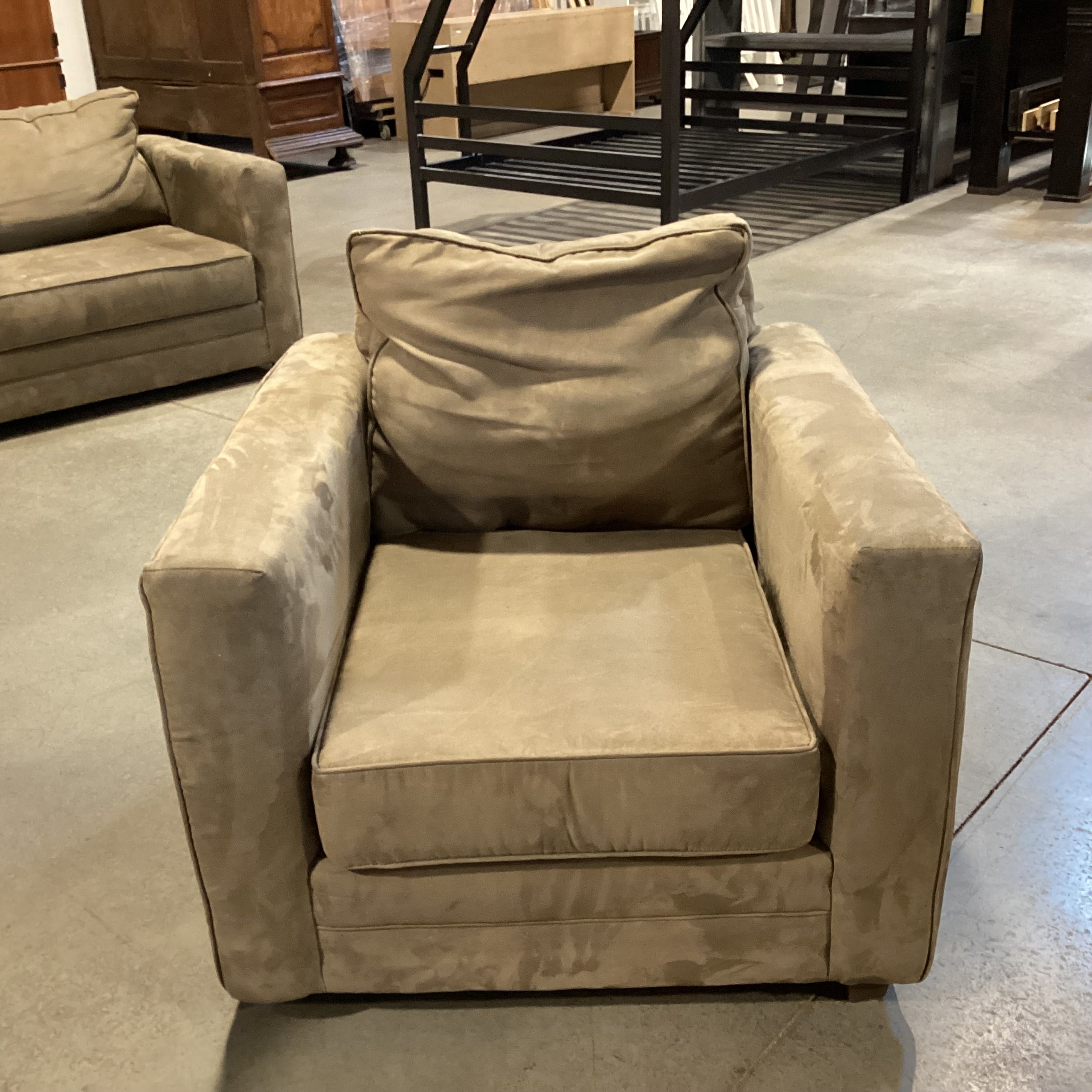 Claude Gable Light Olive Micro Suede Chair 36"x 38"x 30"