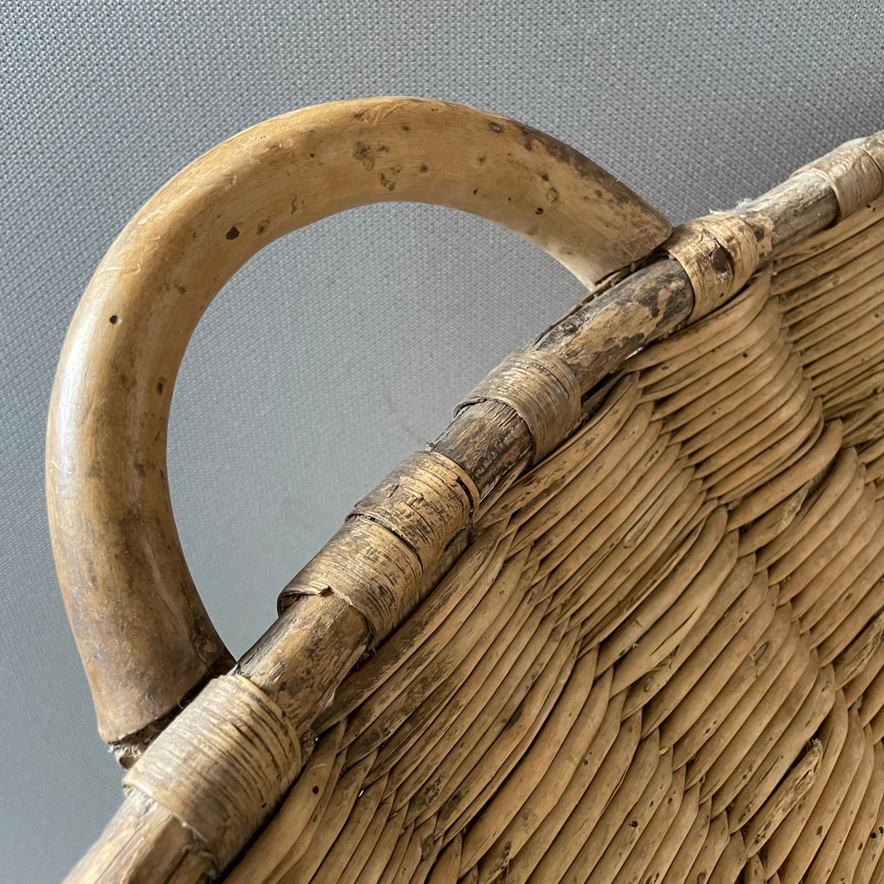 Antique French Winnowing/Harvest Basket, 42"x 27"x 10.5"