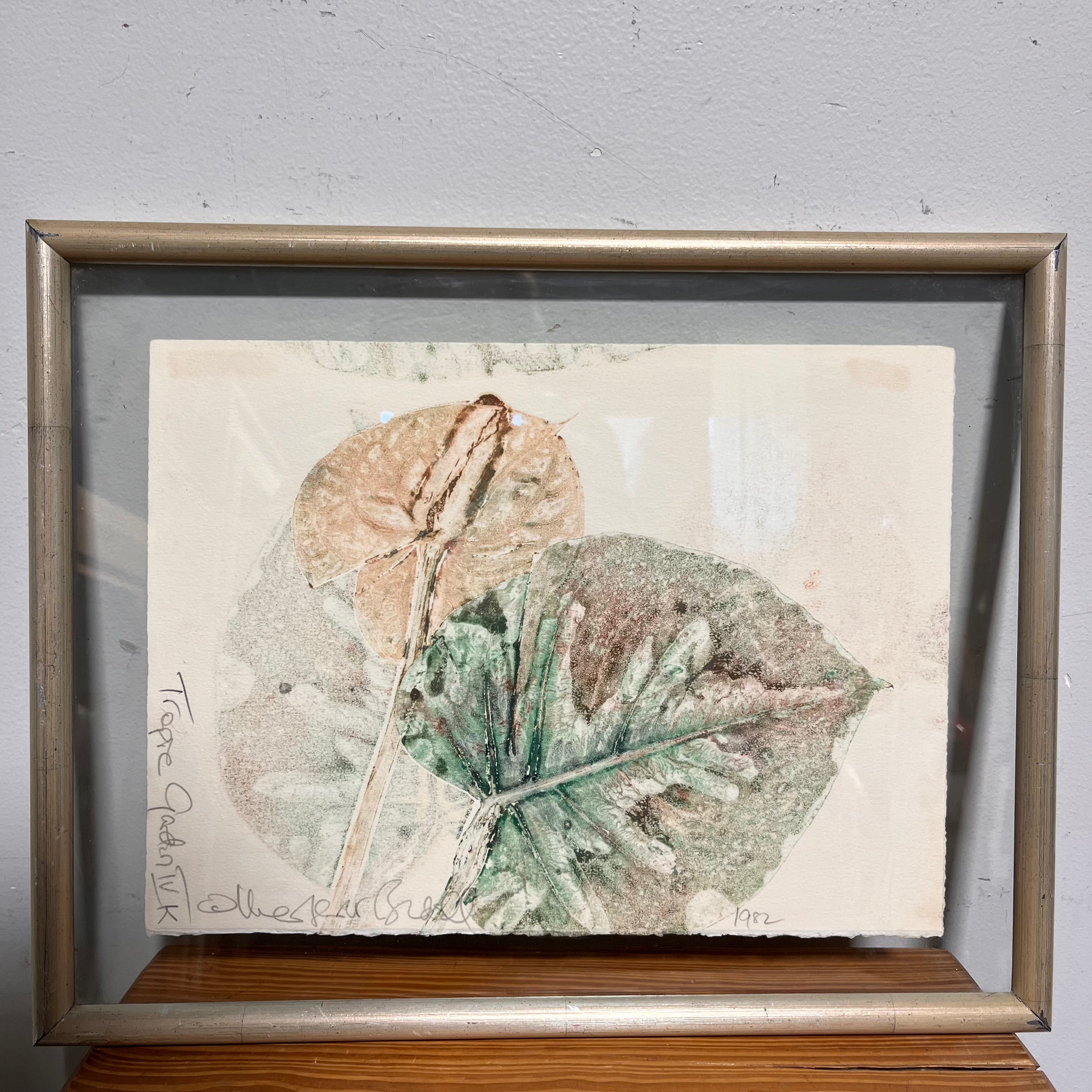 "Tropie Garden IV" Original Leaf Etching Wall Decor; 19"x 15"