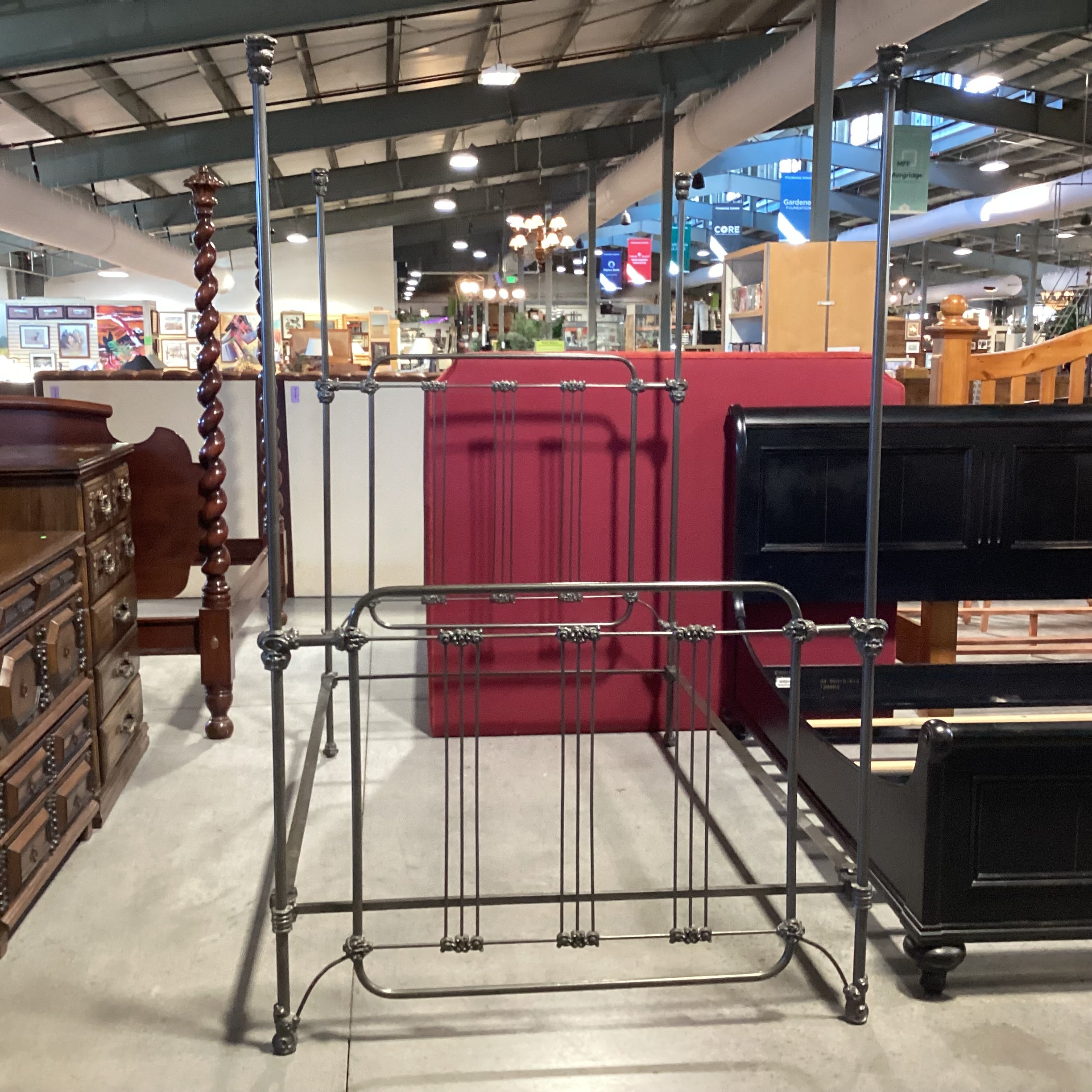 FULL Vintage Finished Cast Iron Bed Set 55"x 85"x 86"