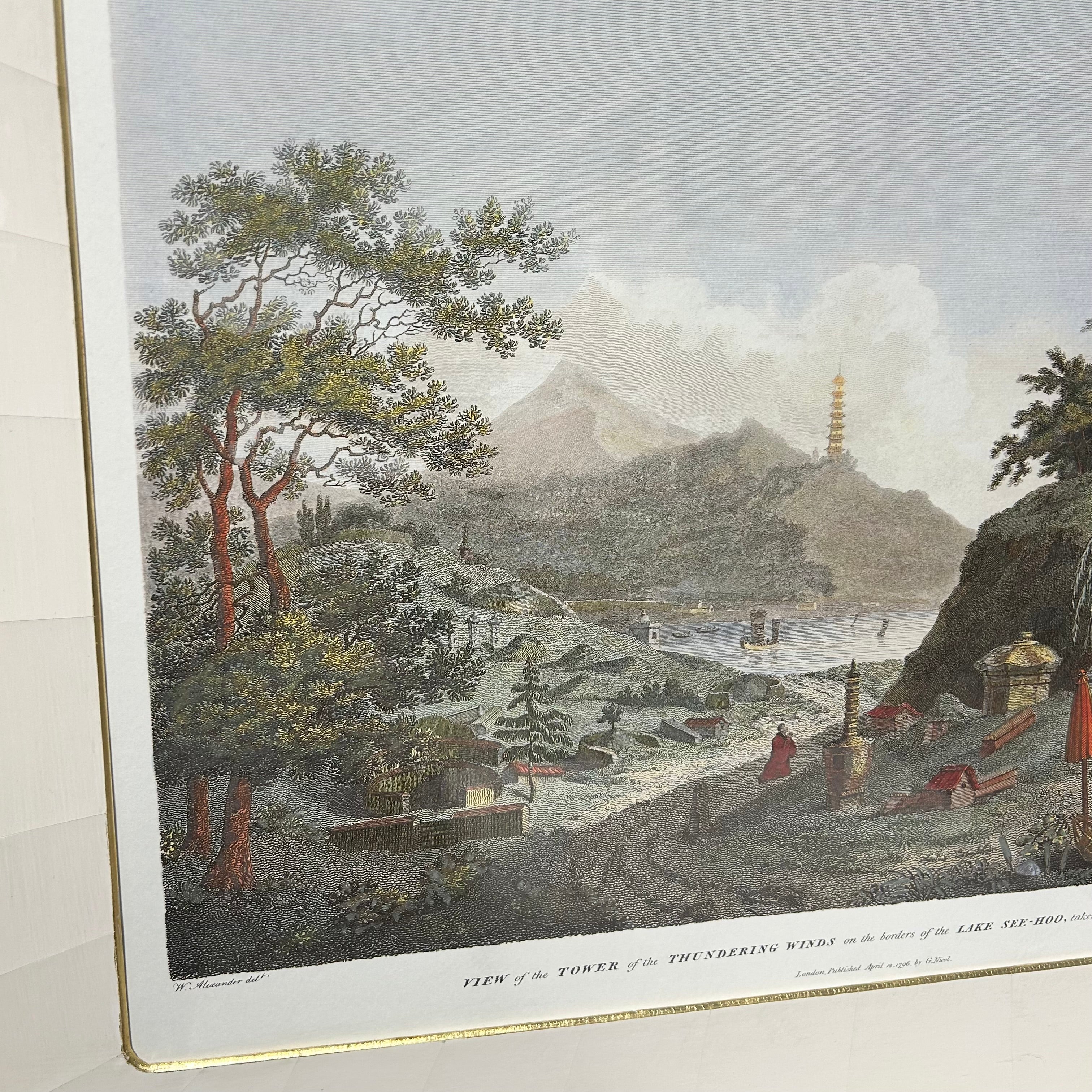 Antique Print By Willam Alexader  Called View Of The Tower Of The Thundering Winds 27'5"x 22'5"