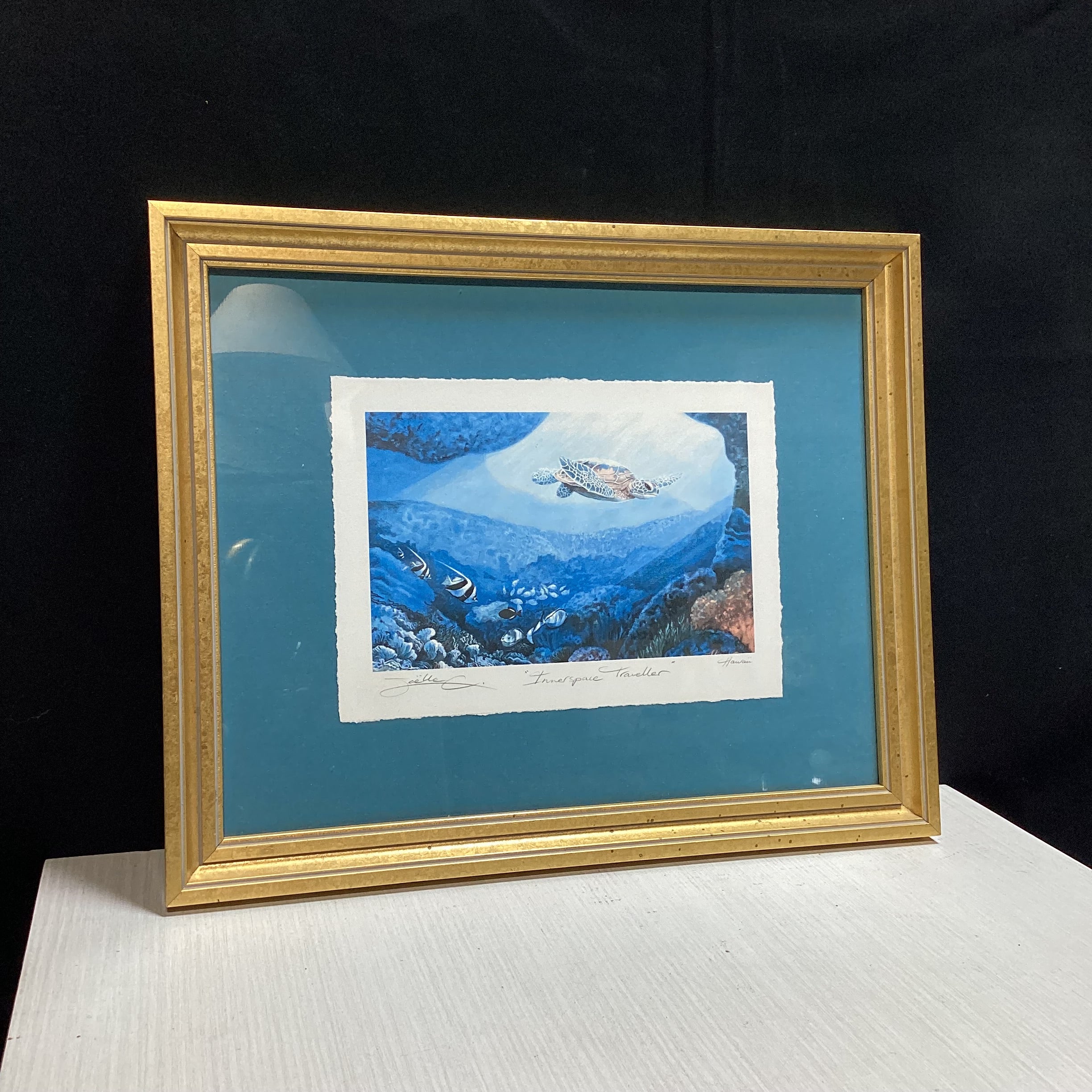 Joelle C. Pencil Signed "Innerspace Traveller" Print In Gold Frame 16" x 13"
