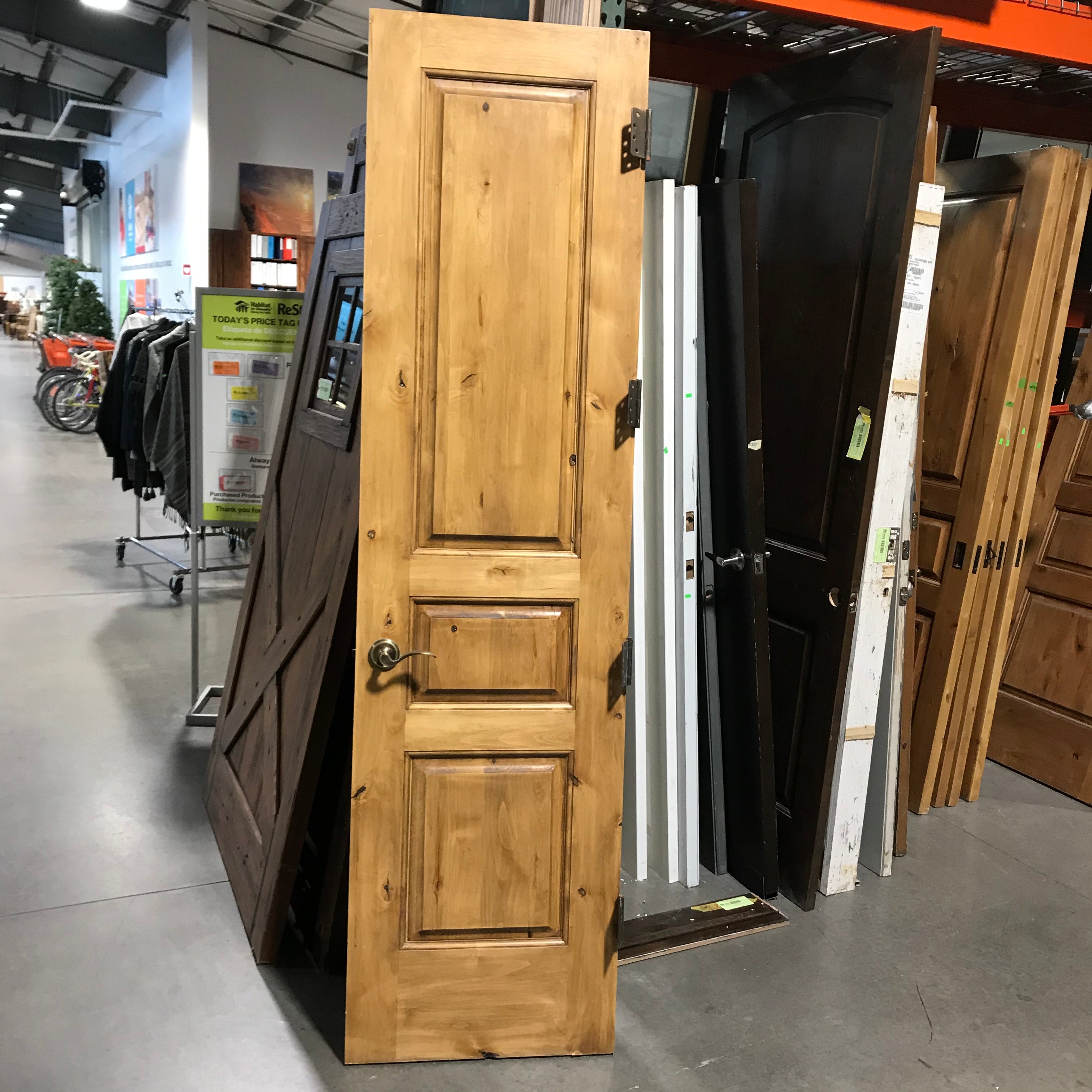 LH 24"x 90"x 1.75" Alder 3 Panel Interior Door