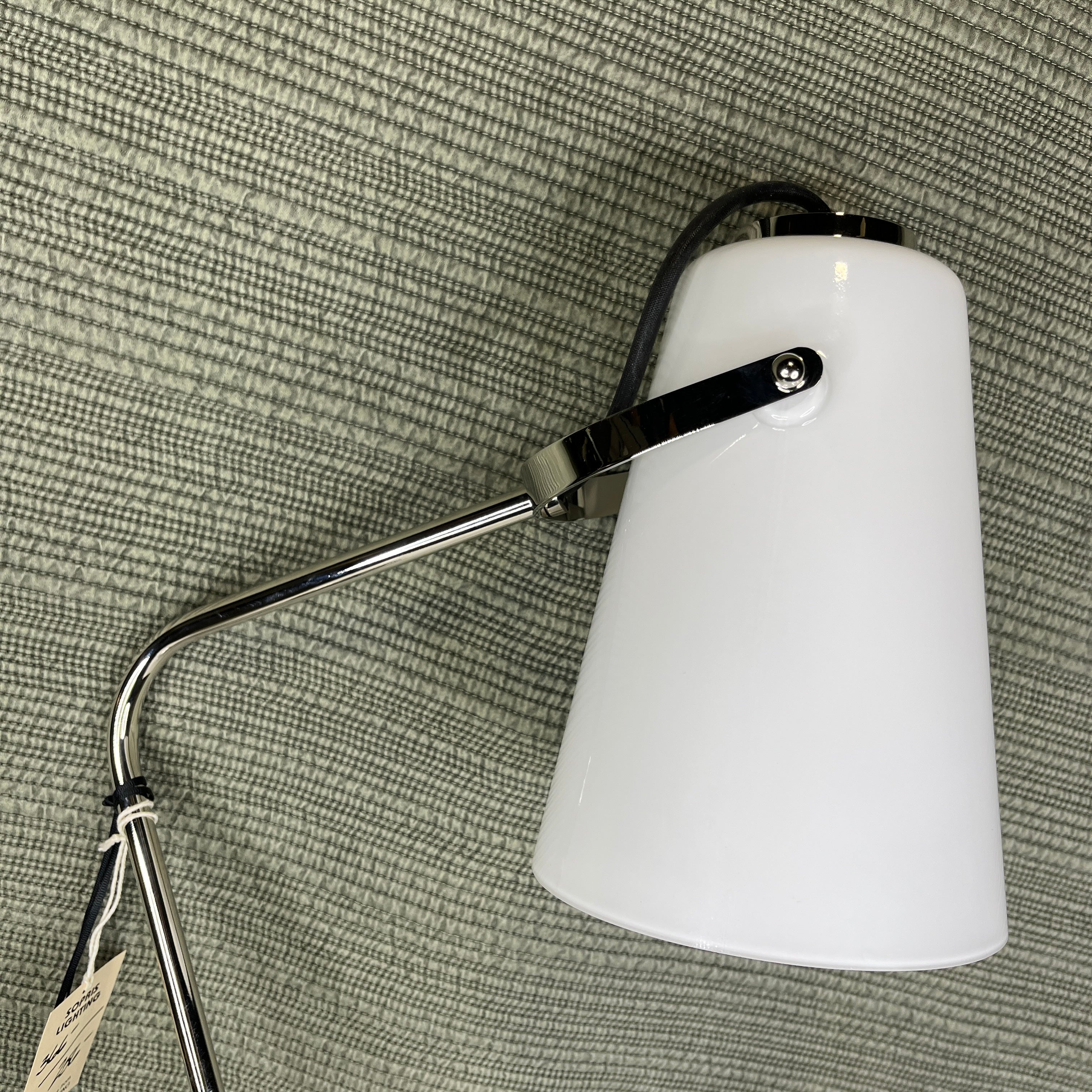 Visual Comfort X Ralph Lauren Hazel 1-Light Polished Nickel with Milk Glass Cone Shade Task Wall Sconce 6”x 18”x 18”