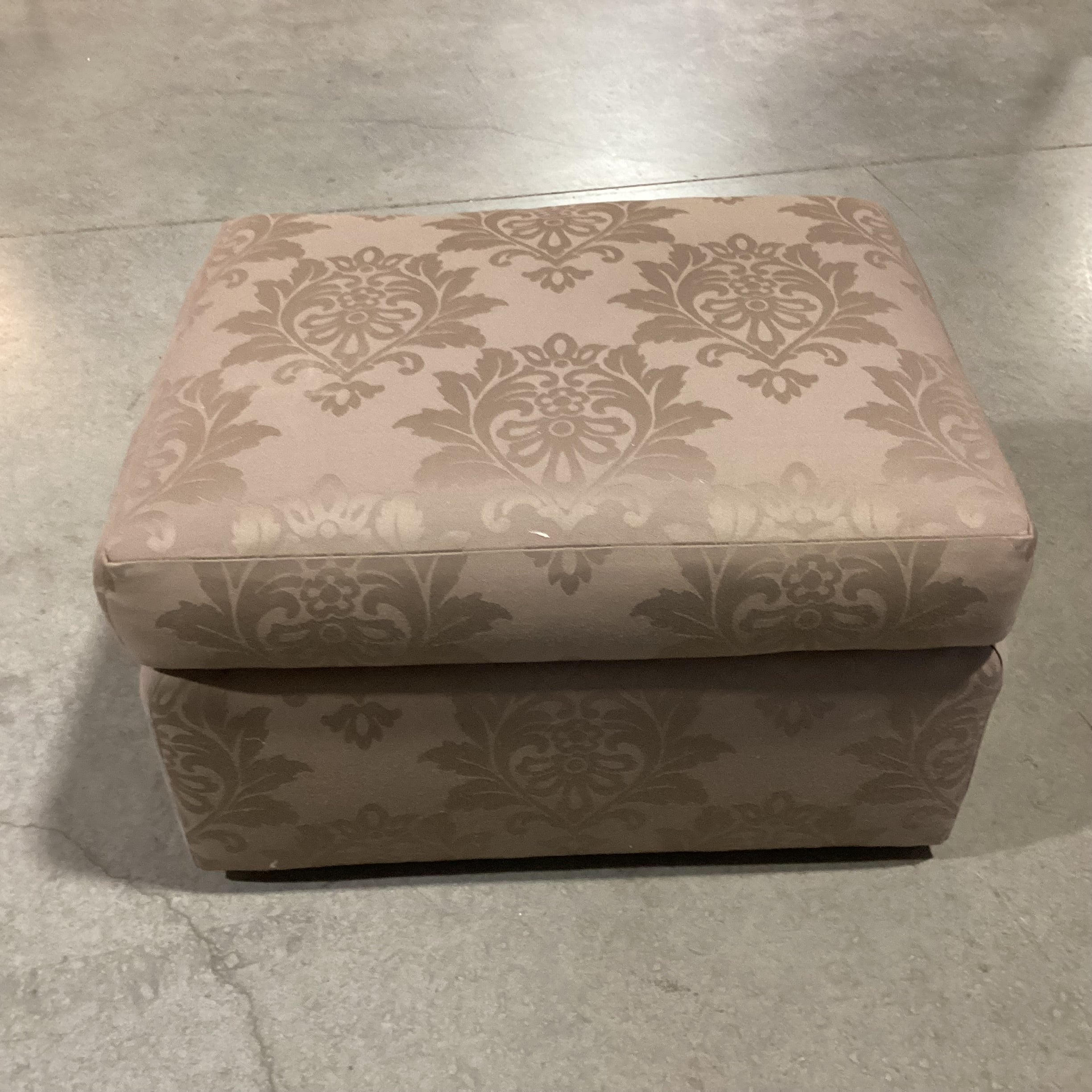 JJ Custom Taupe Brown with Ornate Floral Ottoman 30"x 24"x 17"