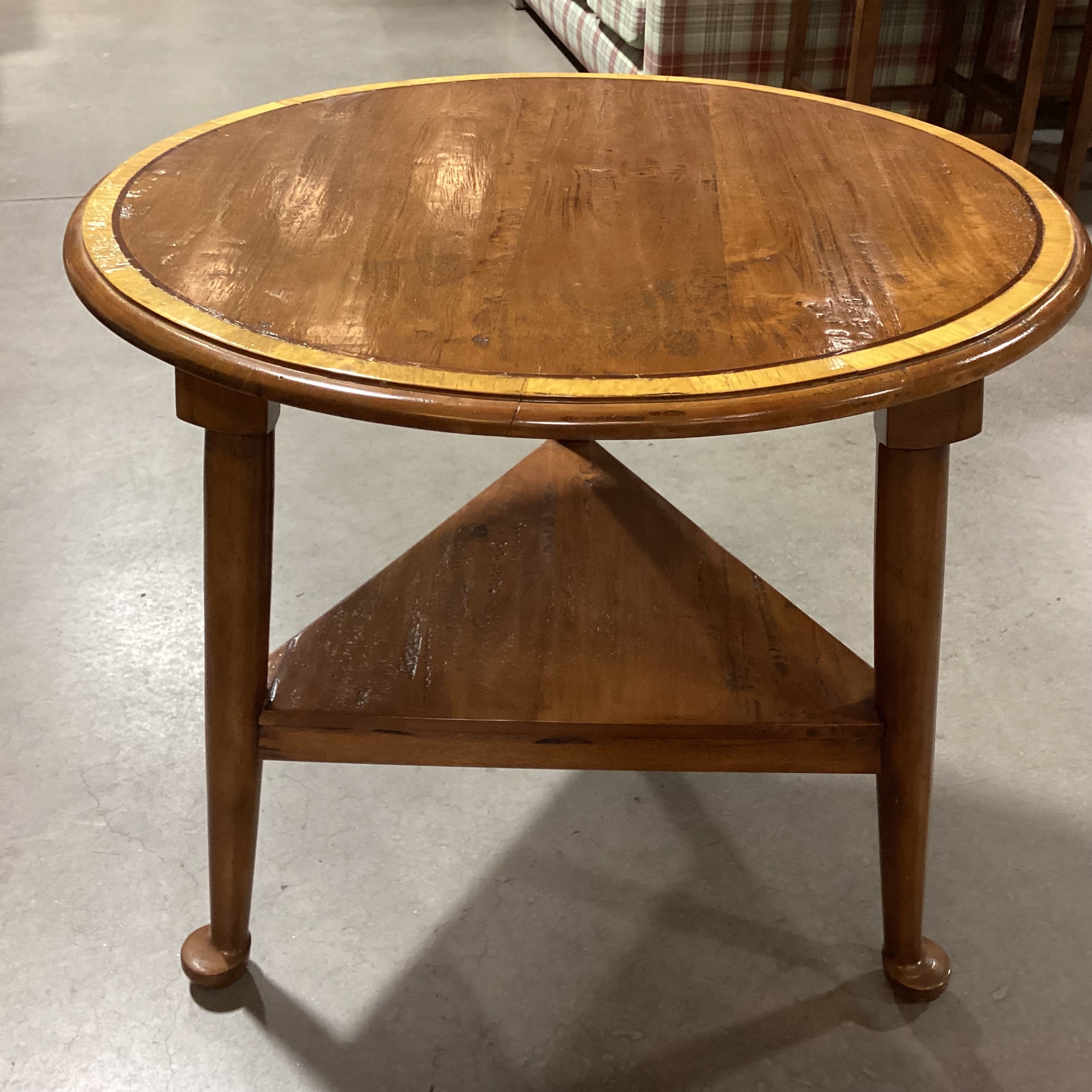 Essex Pad Foot With Shelf Cricket Accent Table 30" diameter x 27"