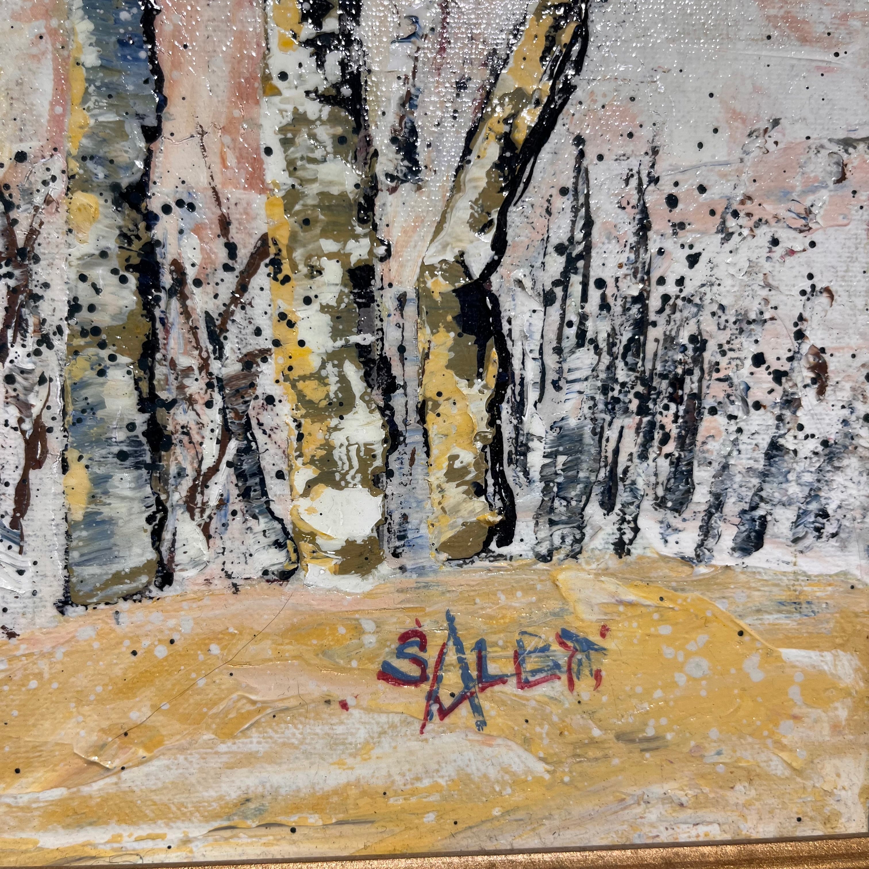 Sue Binkley Original "Northstar at Bench" Plein Air Acrylic on Canvas Wall Decor; 14"x 17.25"