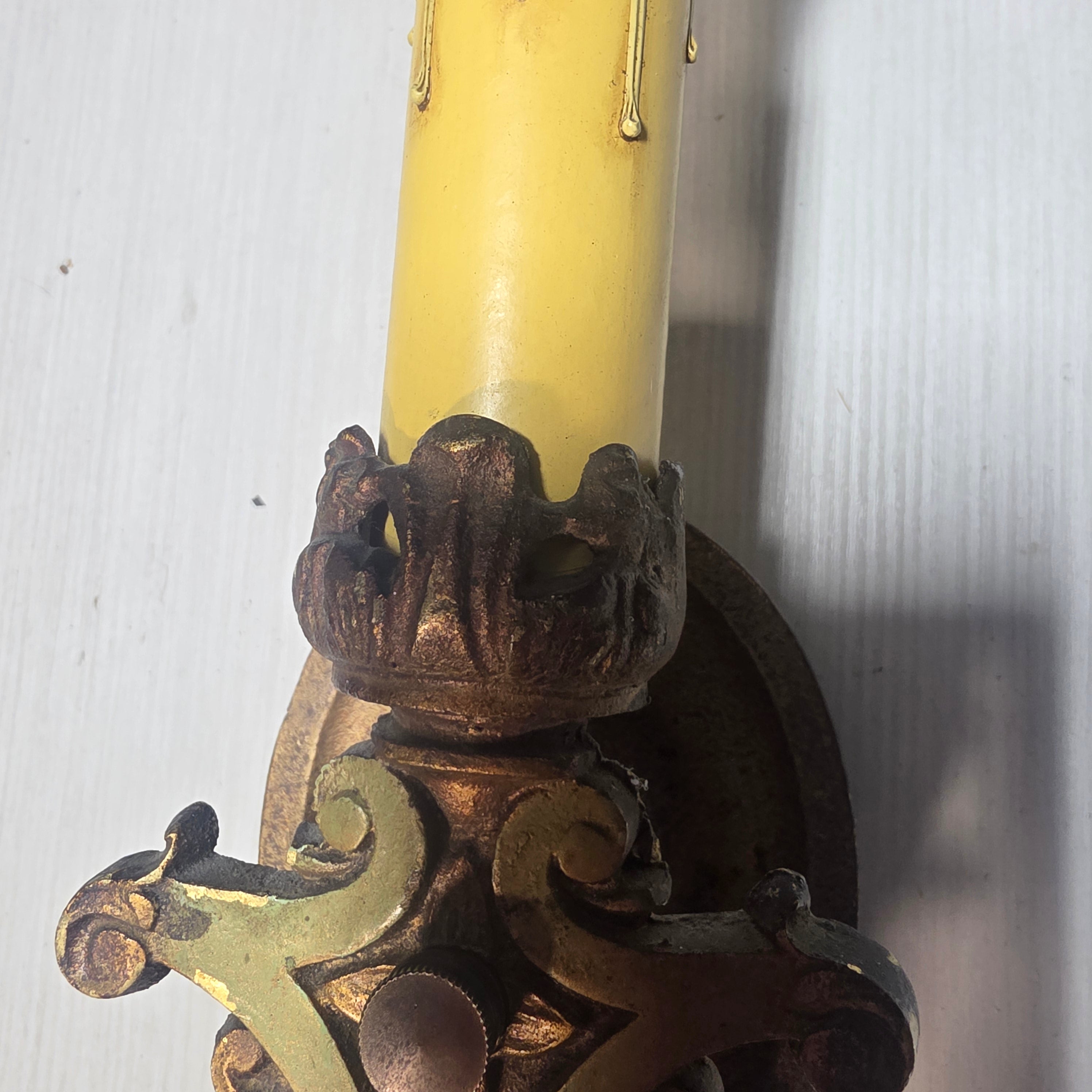 Circa 1920's Cast Iron Sconce with Switch 4"x2"x14"