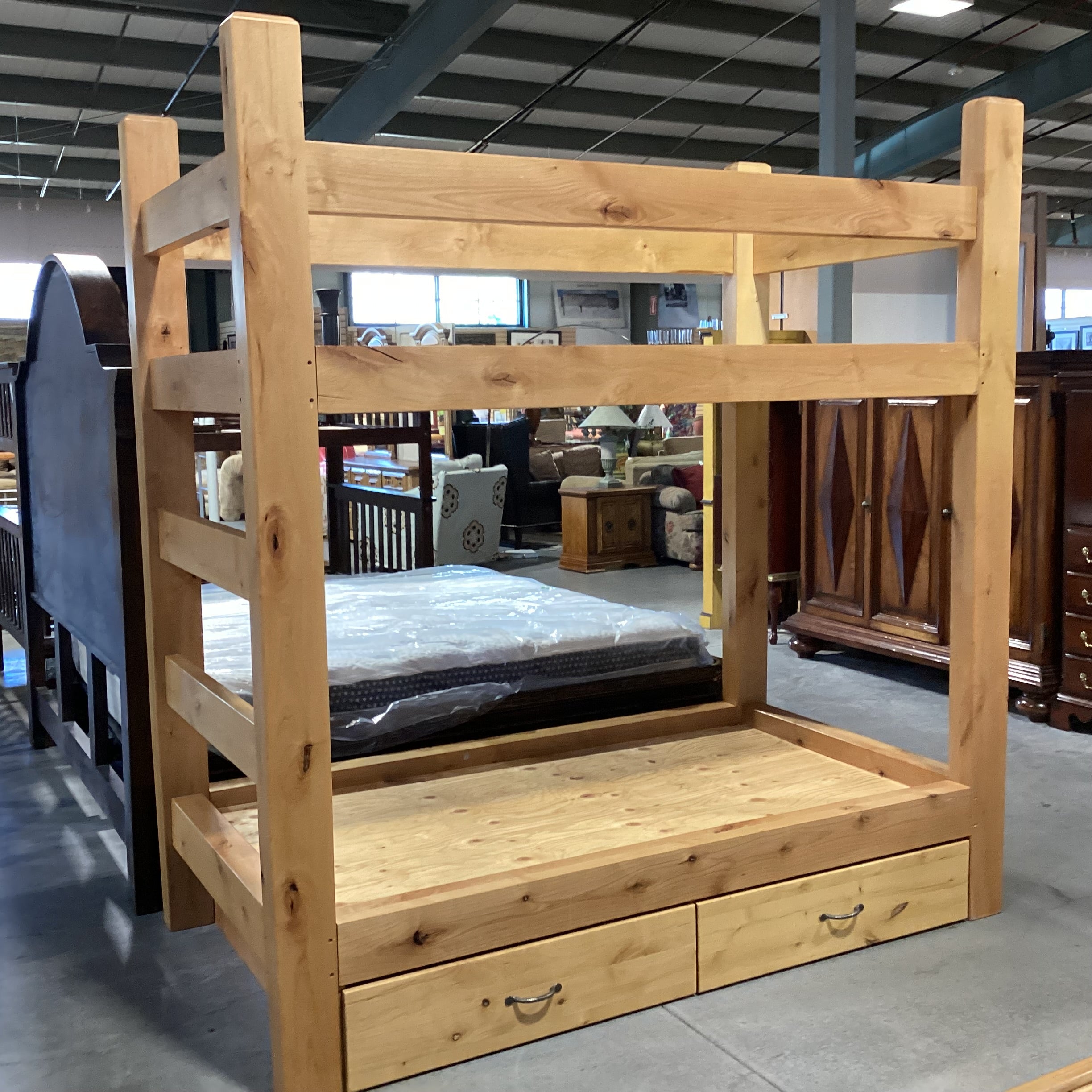 Twin Over Twin Solid Wood with 2 Drawer Storage Bunk Bed Set 46"x 84"x 88"
