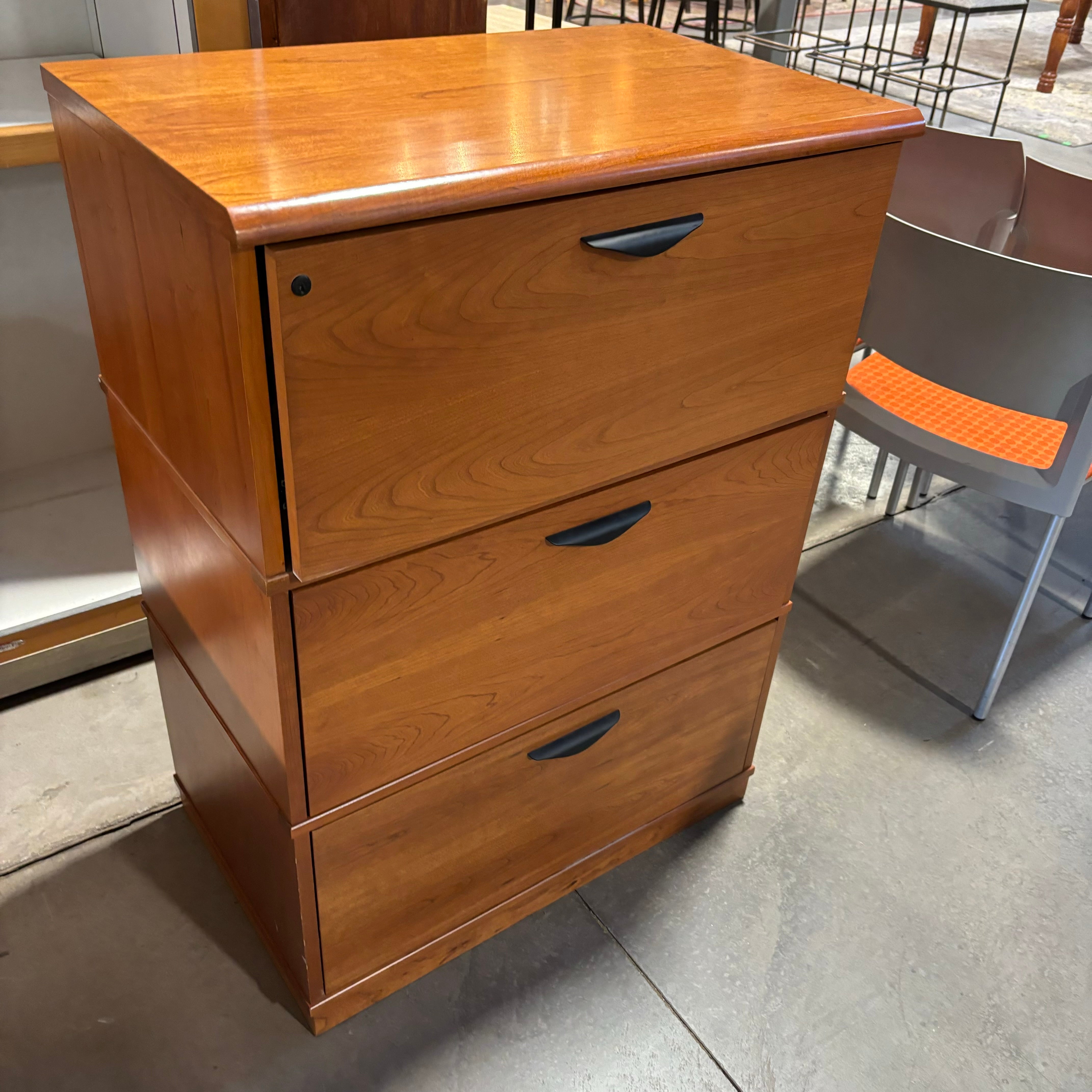 Lizell Quality Furniture Cherry Wood 3 Drawer Filing Cabinet 30.5"x 19"x 42"