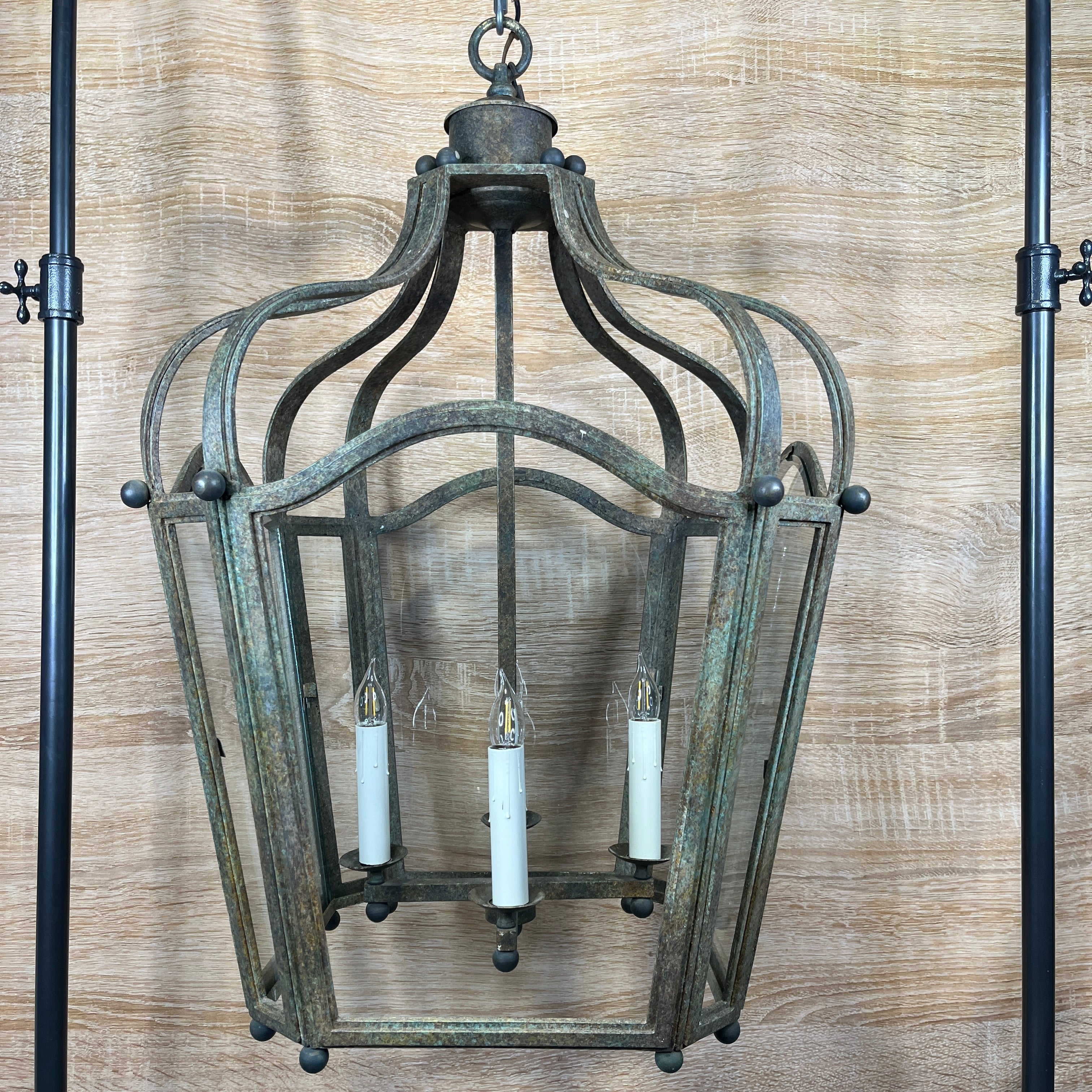 Dennis and Leen Navarre 4-Light Cast Iron and Brass Lantern Ceiling Pendant 23.5"x 23.5"x 40"