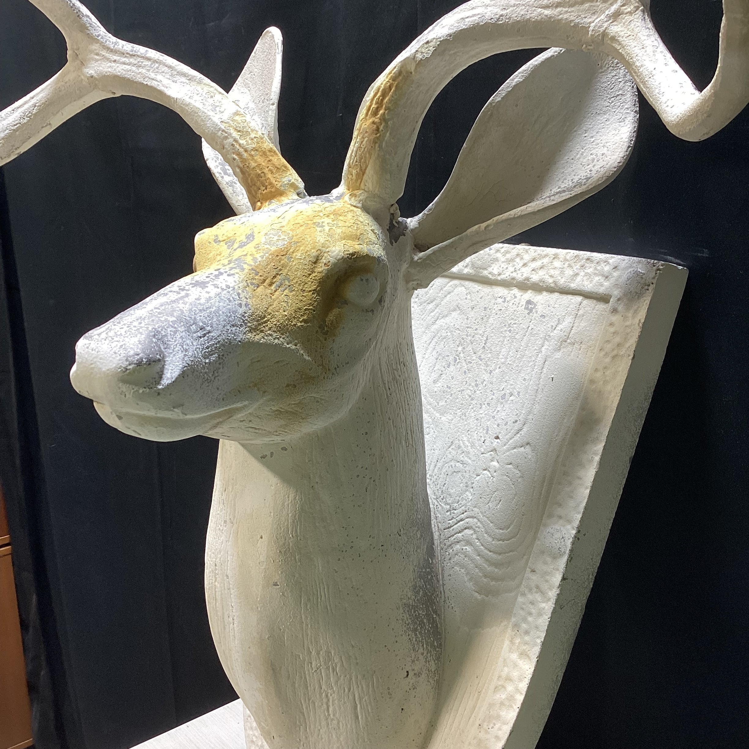 Rustic Shabby Chic Aluminum Cast Of Deer Head On Plaque 28" x 14" x 37"