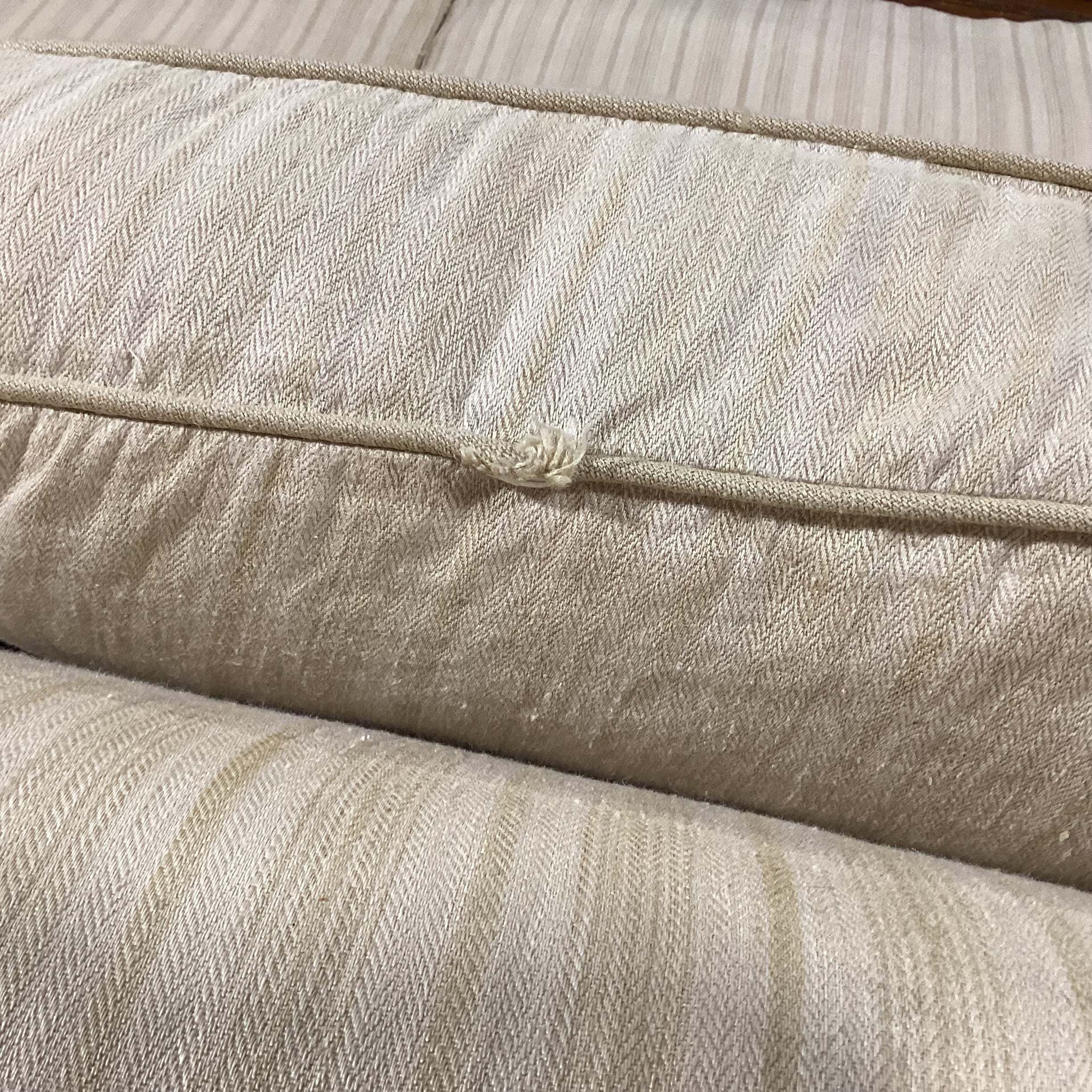 Custom Gold & Wheat Woven Stripe Down Mix Long Sofa 111"x 44"x 39"