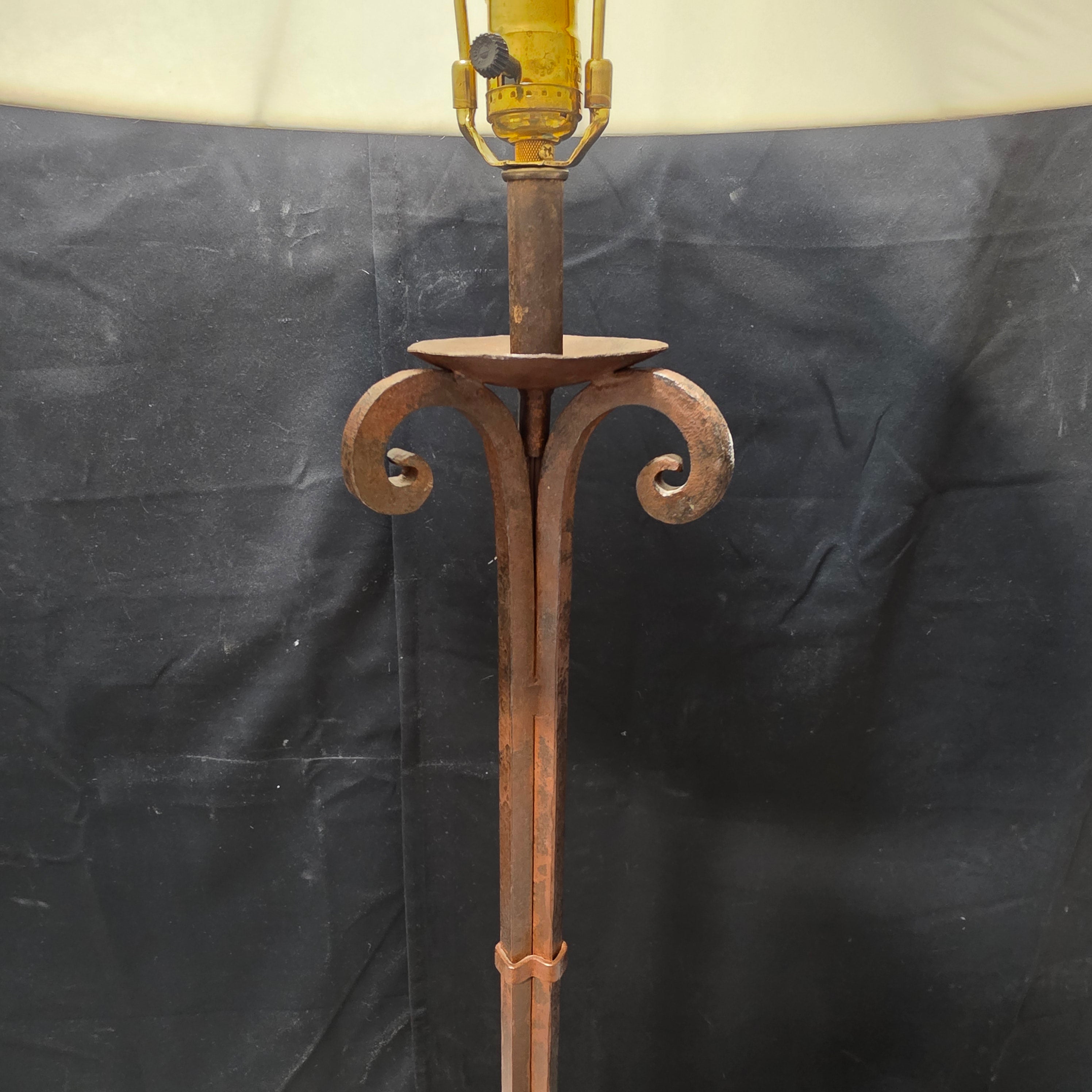 Vintage Ranch Style Wrough Iron Floor Lamp 22"D x 63"