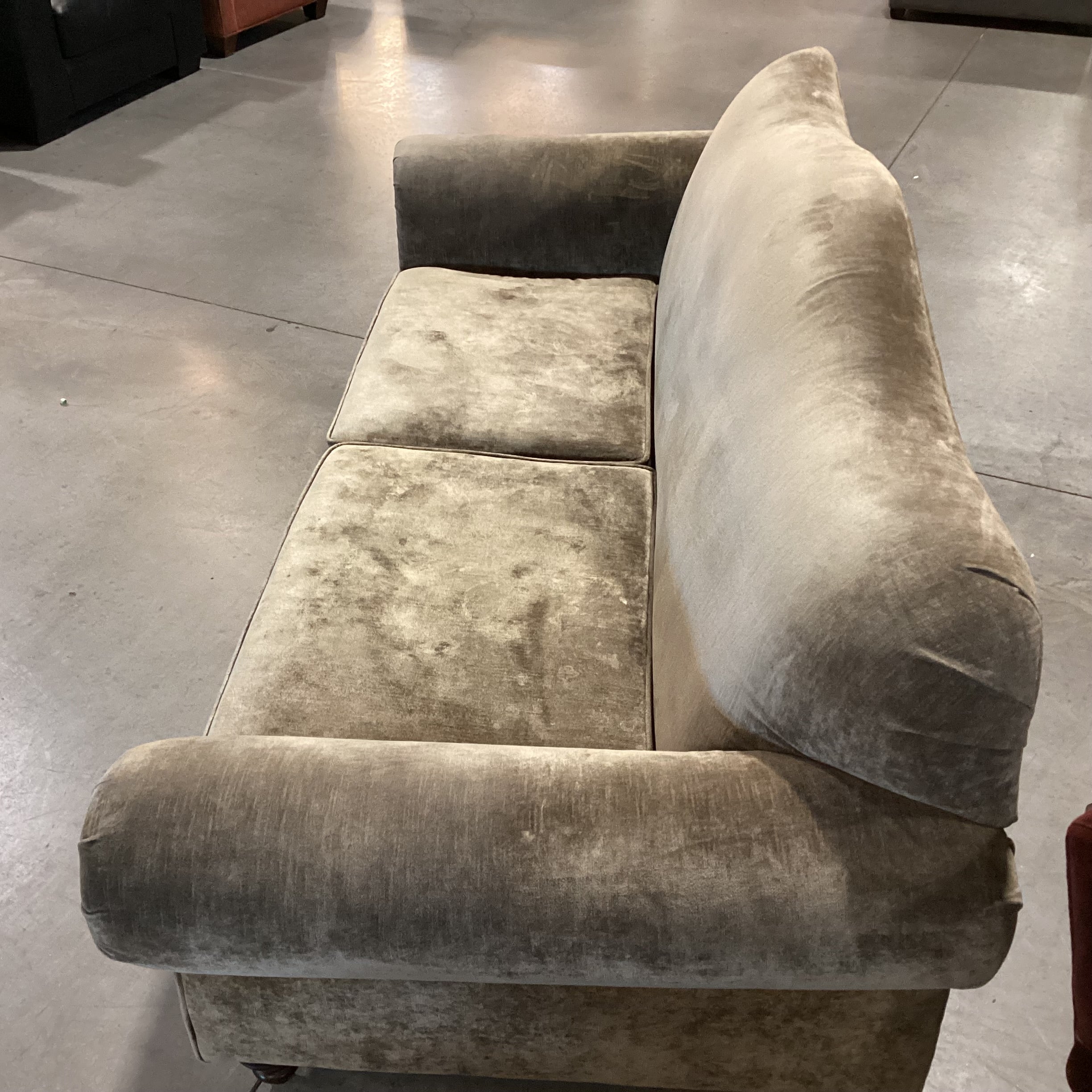 Westwood Industries Sage Velvet Curve Back & Roll Arm Sofa 84"x 36"x 37"