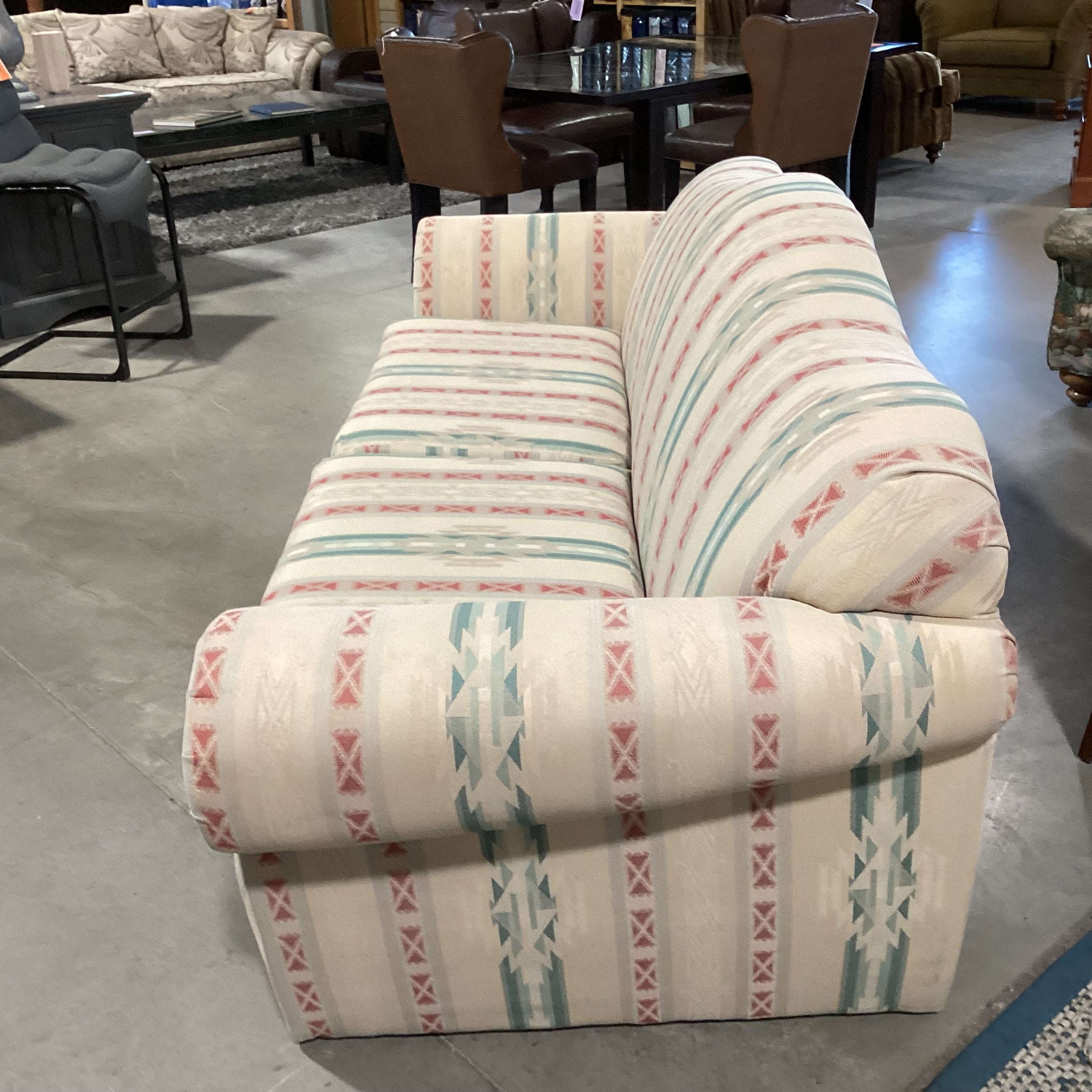 International Furniture Cream Red Green Southwest Sofa 92"x 36"x 35"