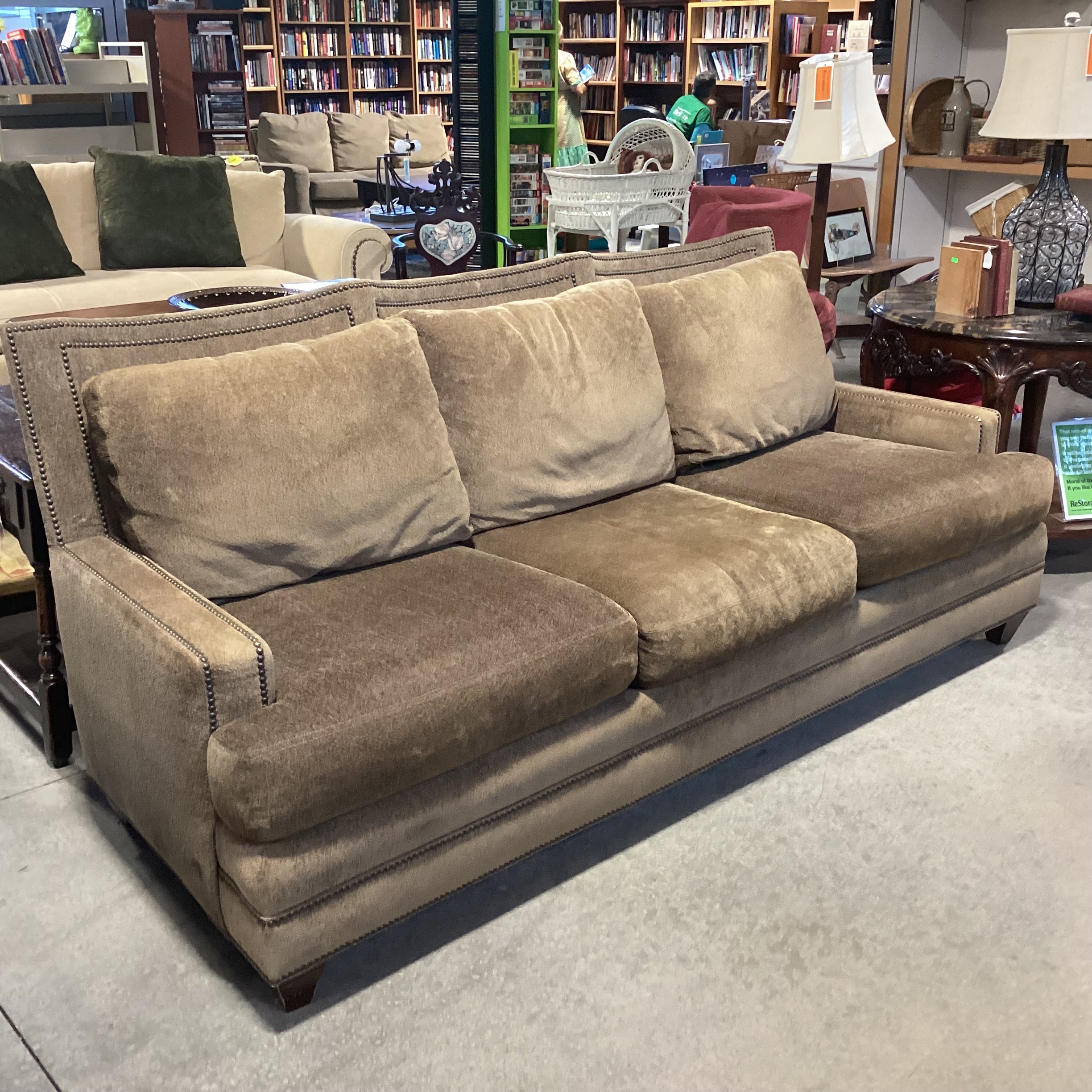 Feruson Copeland Golden Brown Nailhead Sofa 86"x 36"x 37"