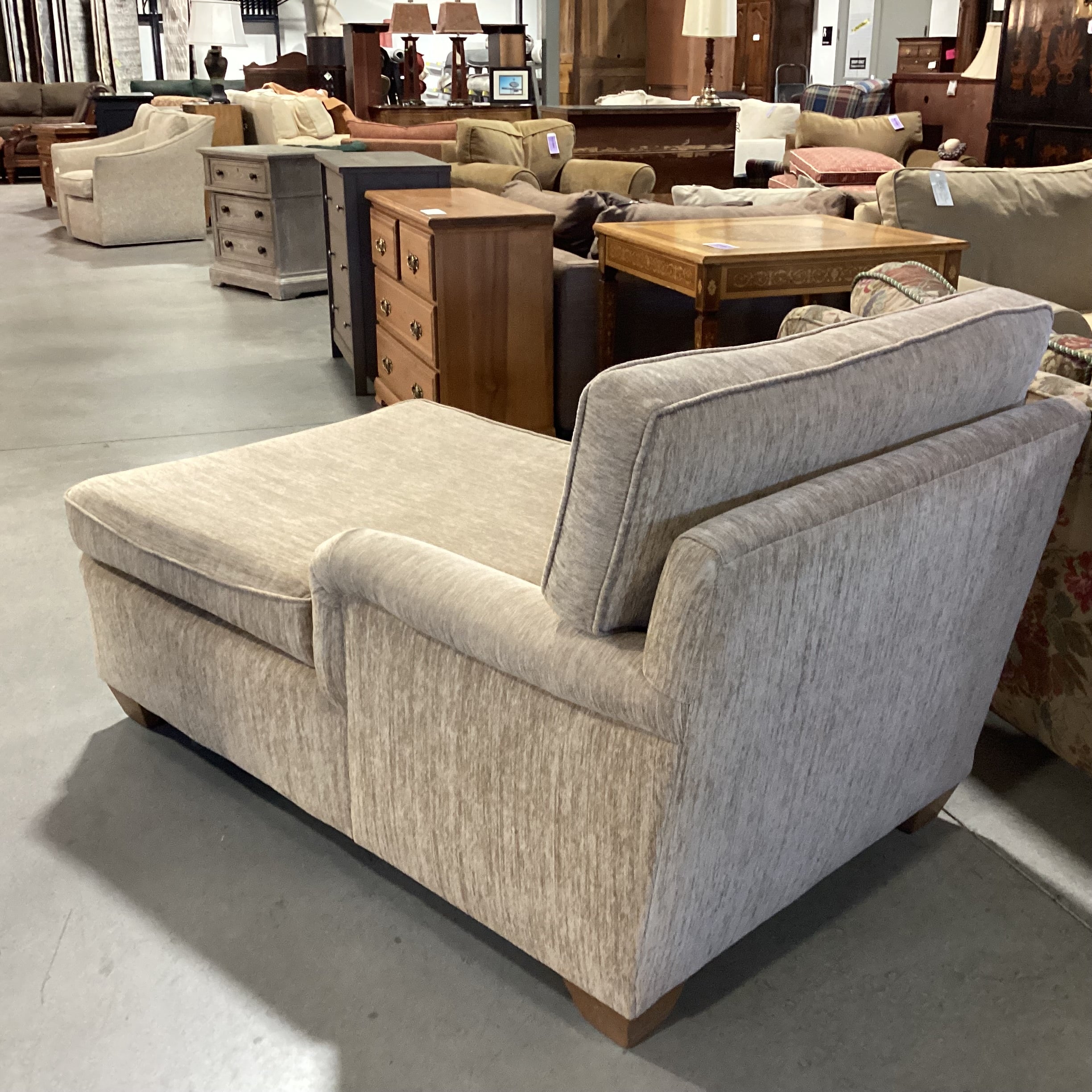 Tan Texture Woven Chenille Chaise Sofa 60"x 36"x 30"
