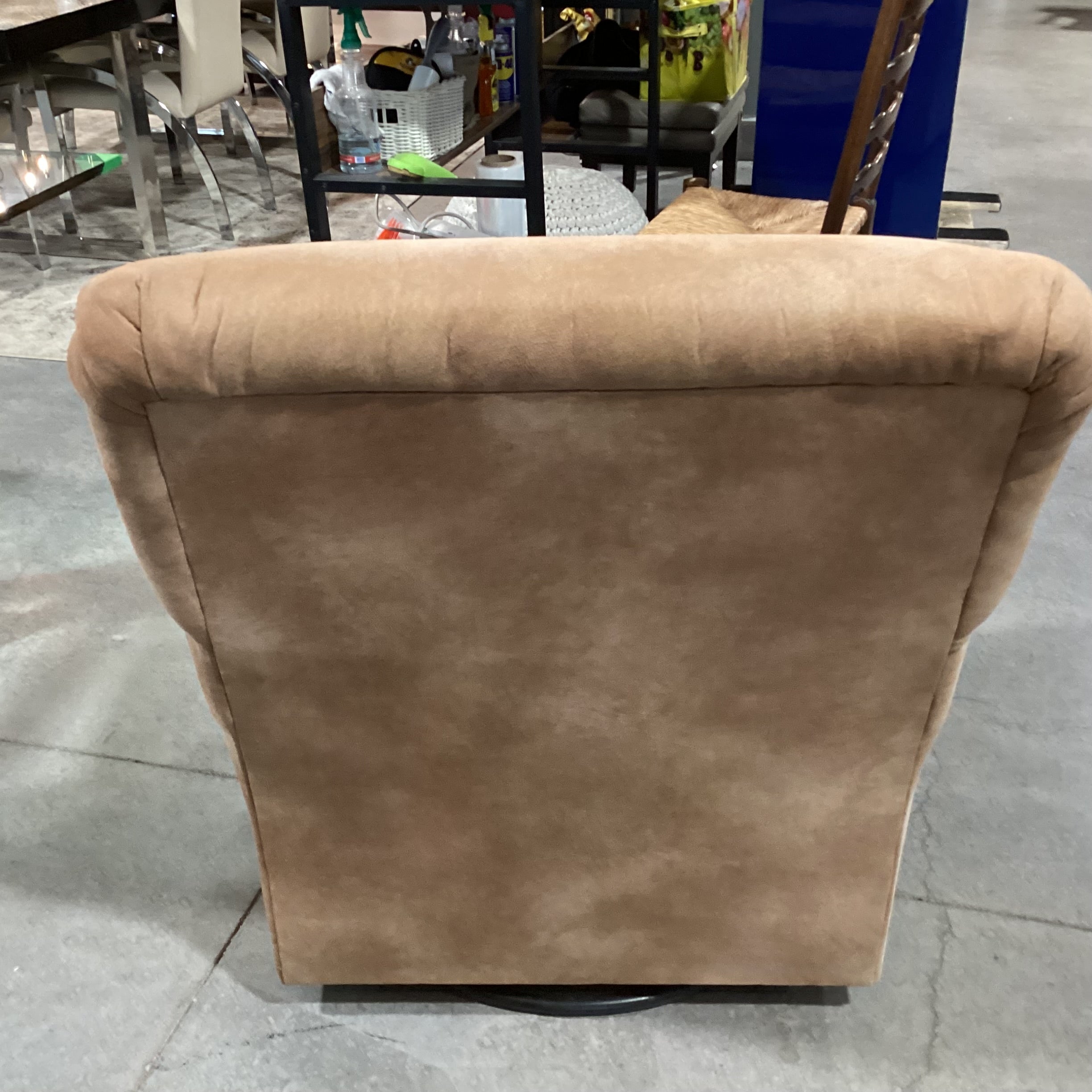 Best Chairs Tan Micro Suede Swivel Rock Chair 35"x 33"x 38"