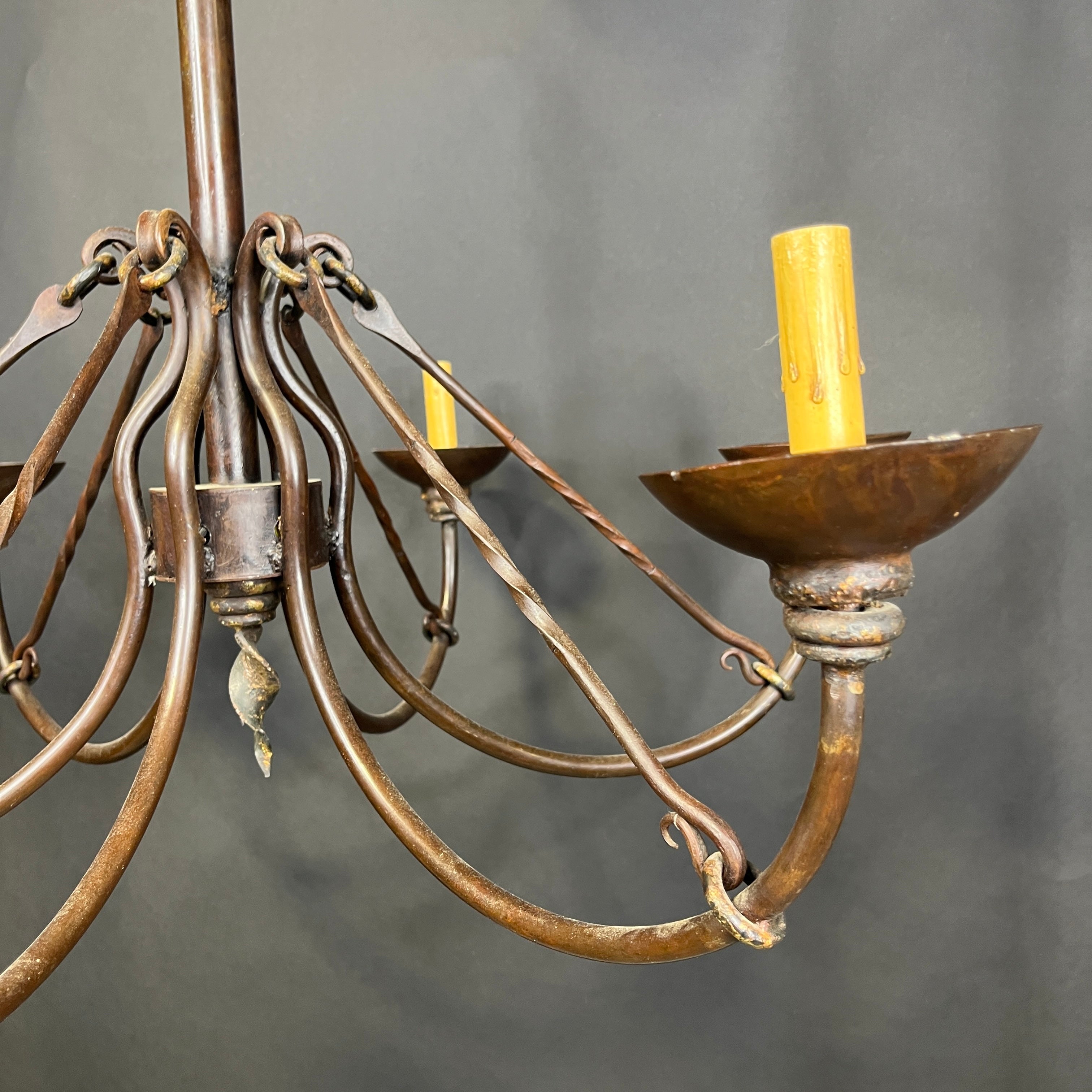 Revival Style 6-Light Rust Bronze Metal Candelabra Chandelier 31” Diameter x 45”