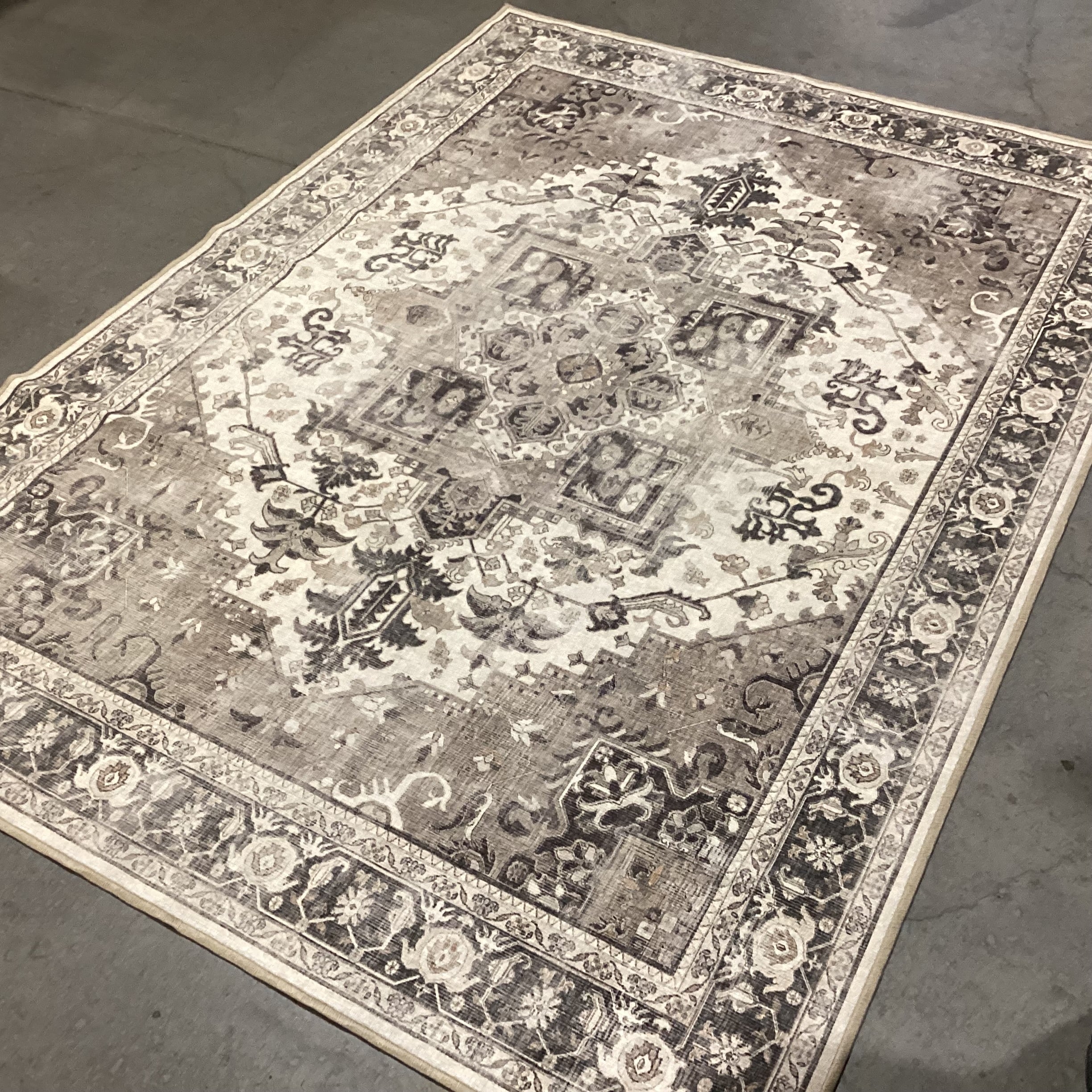 Ruggable Cream Brown Taupe Washable Rug 5'2"x 7'2"