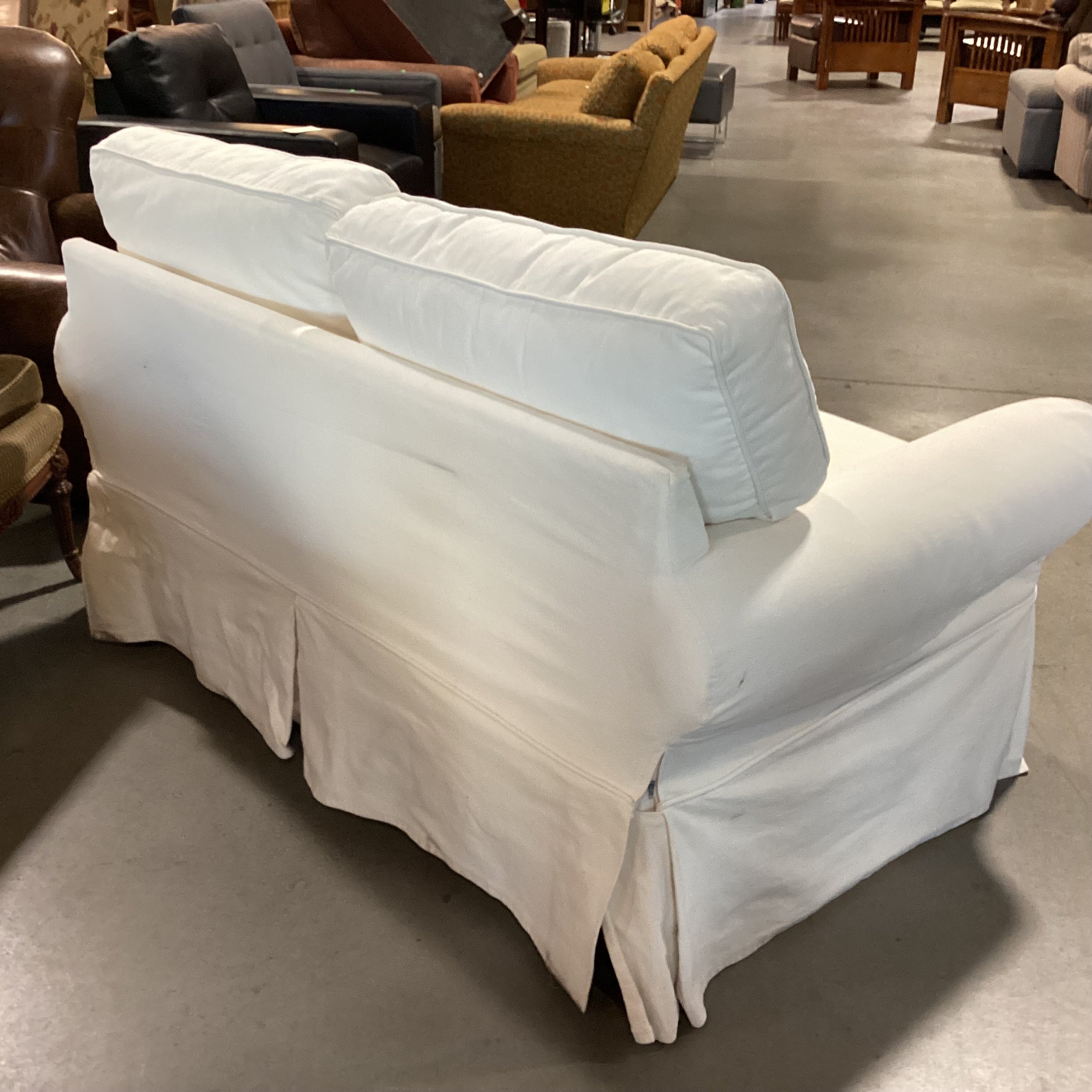 Pottery Barn Cream Slipcover Loveseat Sofa 61"x 36"x 37"