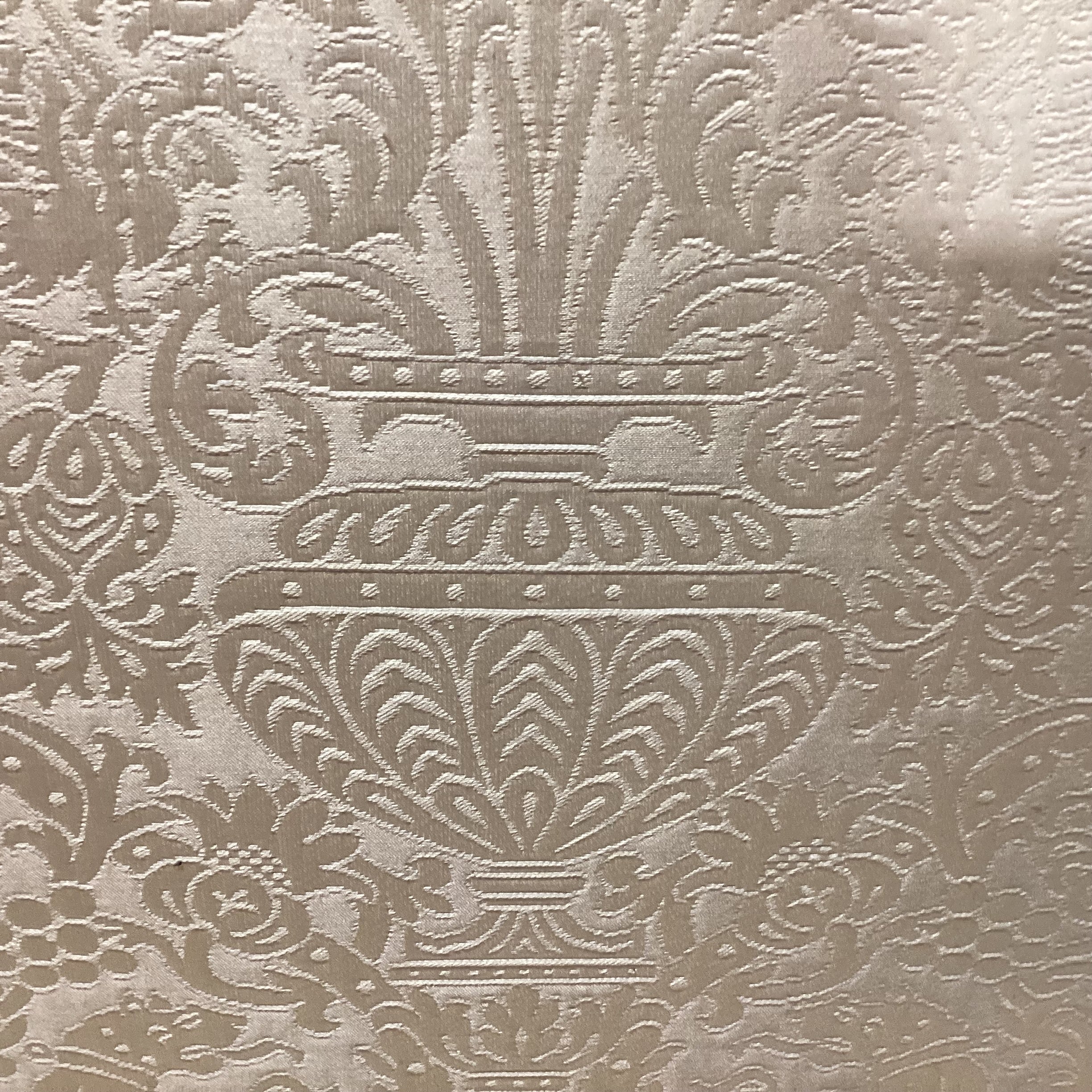 Custom Gold Raised Stitched Floral Urns with Piping & Fringe Down Mix High Back Sofa 102"x 41"x 41"