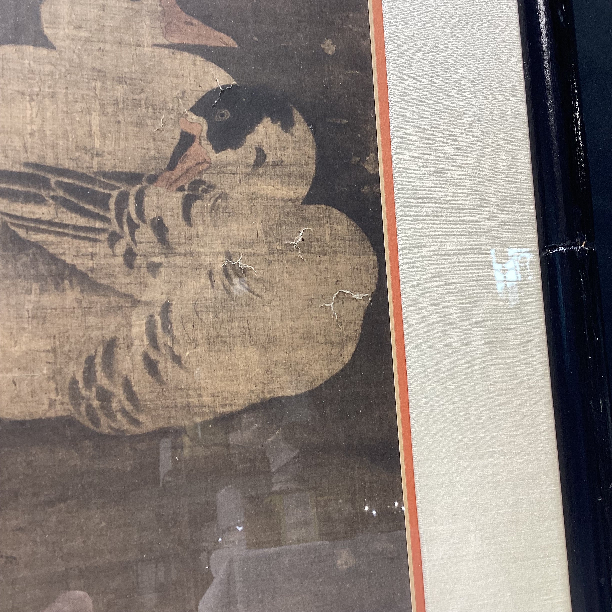 Vintage Zhao Chang Qing Dynasty Framed Duck Print 16.5" x 26"
