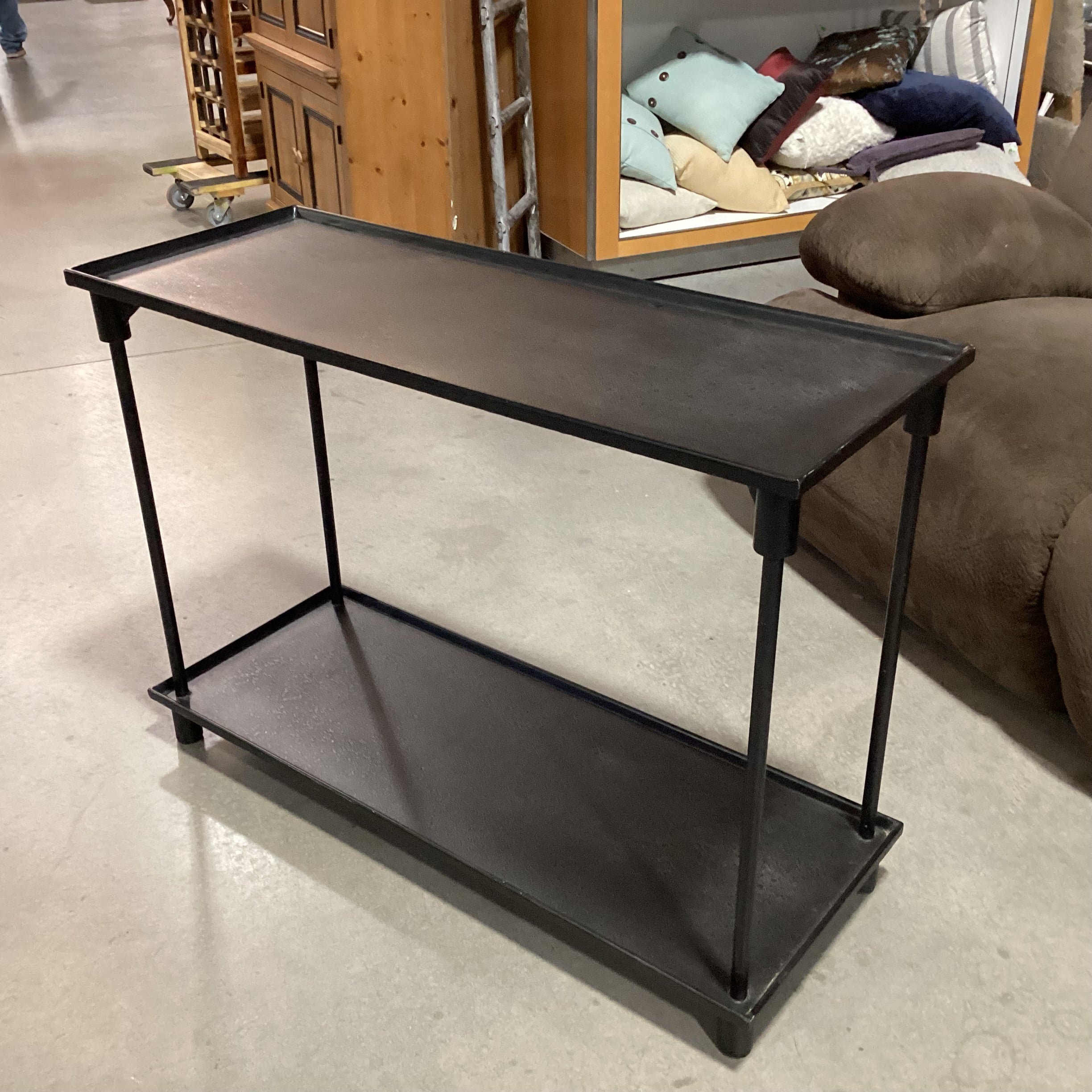 Restoration Hardware 2 Tiered Texture Finished Iron Console Sofa Table 42"x 16.5"x 30.5"